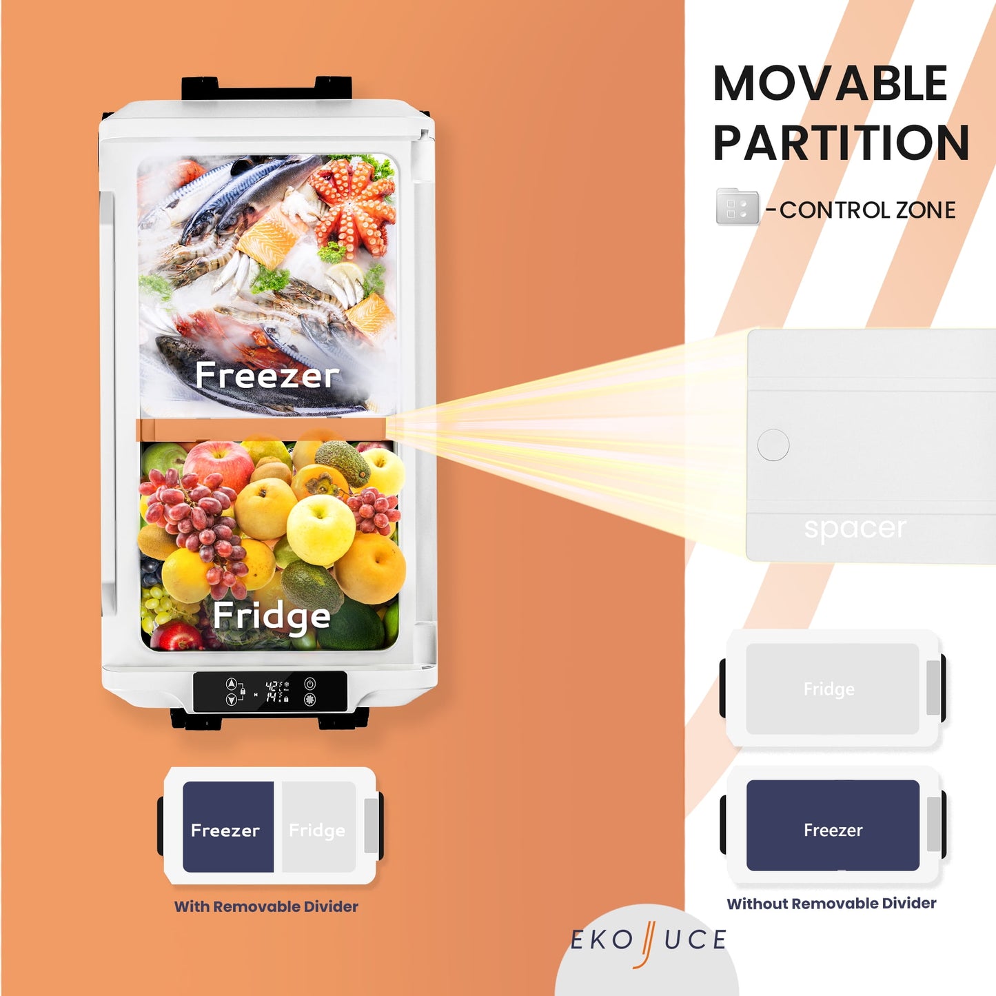 Simzlife 12 Volt Refrigerators, -4℉~68℉, 58 Quart Portable Freezer Mini Fridge 12/24V DC & 120-240V AC, Removable Divider, Car Fridge for Car, RV, Camping, Travel, Fishing, Outdoor or Home