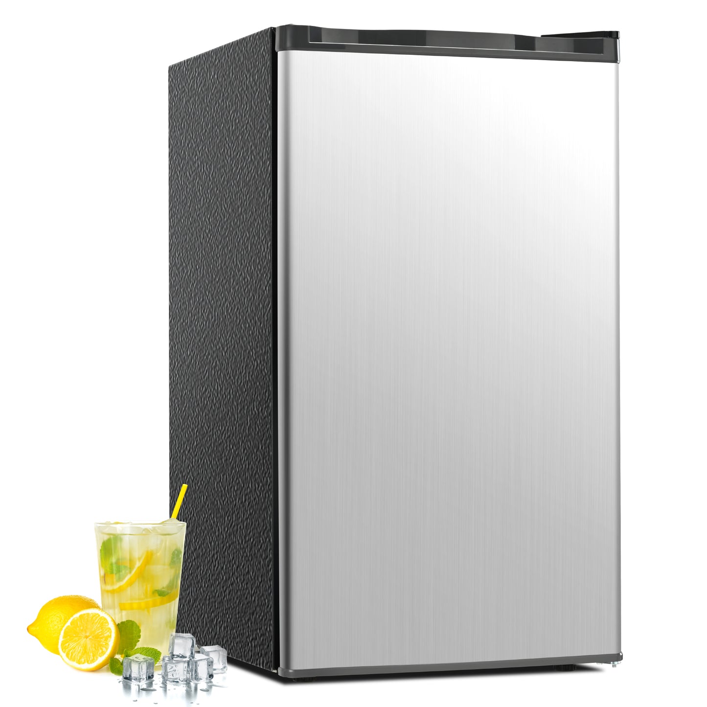 Simzlife 3.2 Cu.ft Mini Fridge with Freezer,Compact Design with Single Door ,19.3 in D,31.9 in H, Silver