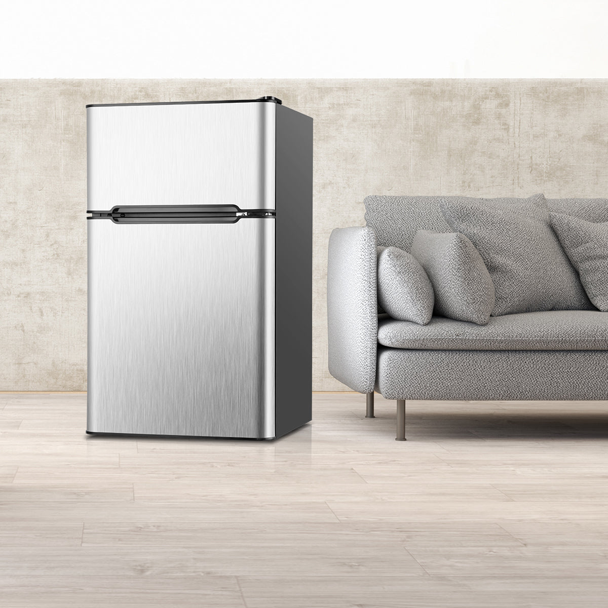 Simzlife 3.2 Cu ft Two Door Mini Refrigerator with Freezer, Compact Small Fridge Adjustable Removable Shelves