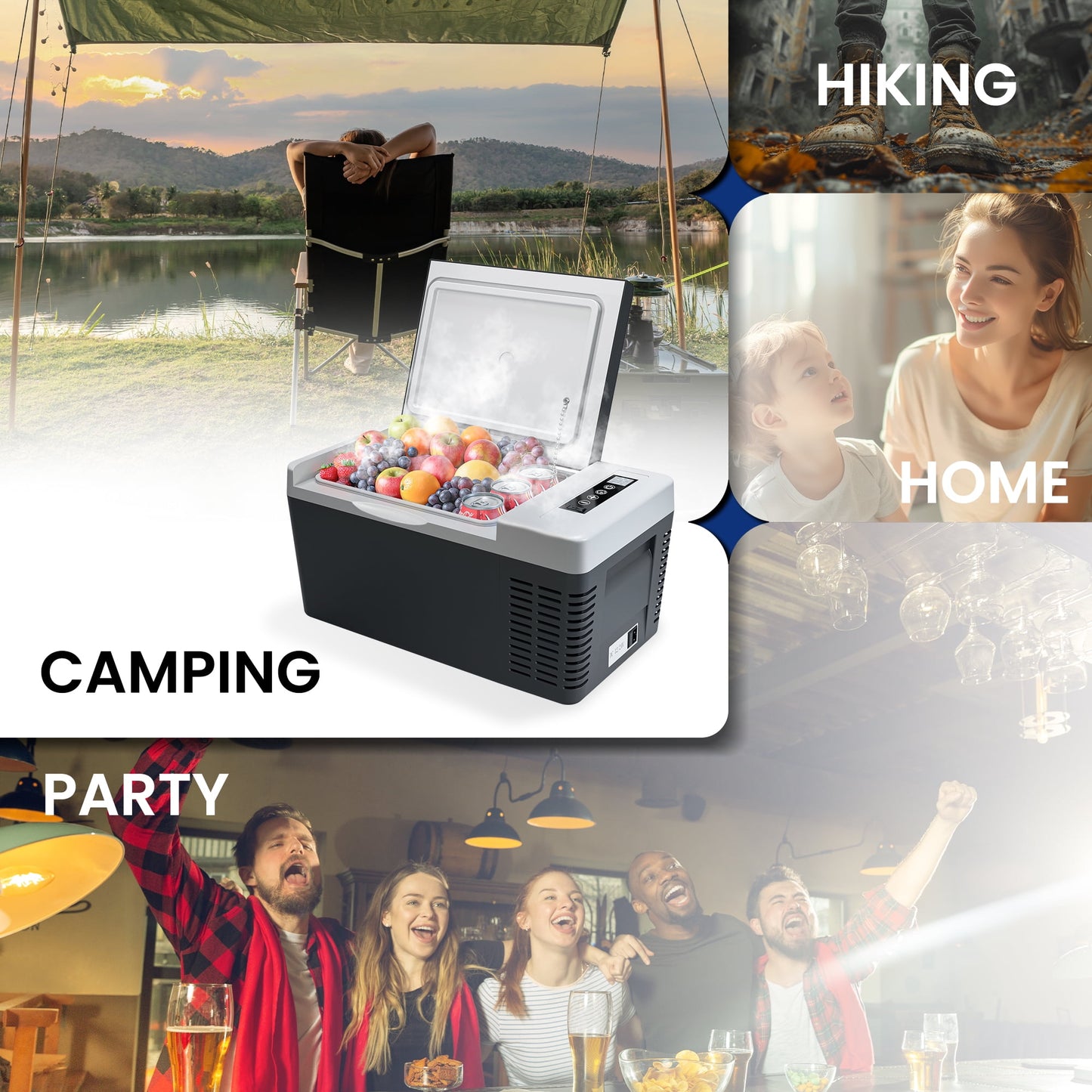 Simzlife 12 Volt Refrigerator, 19QT(18L) Portable Car Refrigerator, -4℉~50℉, 12/24V DC & 110-240V AC, Mini Fridge for Camping, Travel, Truck, Home, Black