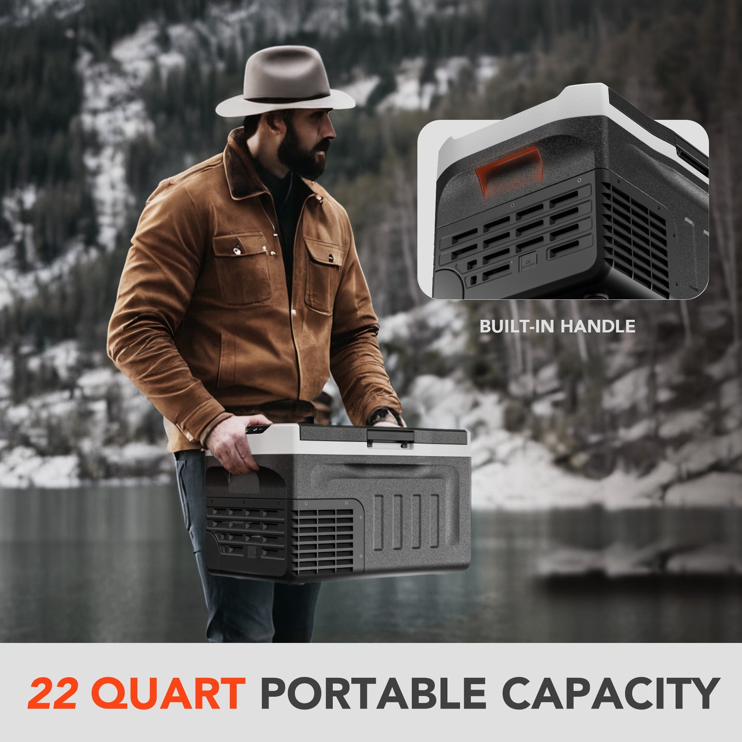 Simzlife 12 Volt Refrigerator 12V Car Fridge 22 Quart Portable Freezer Compressor Cooler 12/24V DC 110~240 Volt AC for Truck Van RV Camper SUV Travel Camping Road Trips