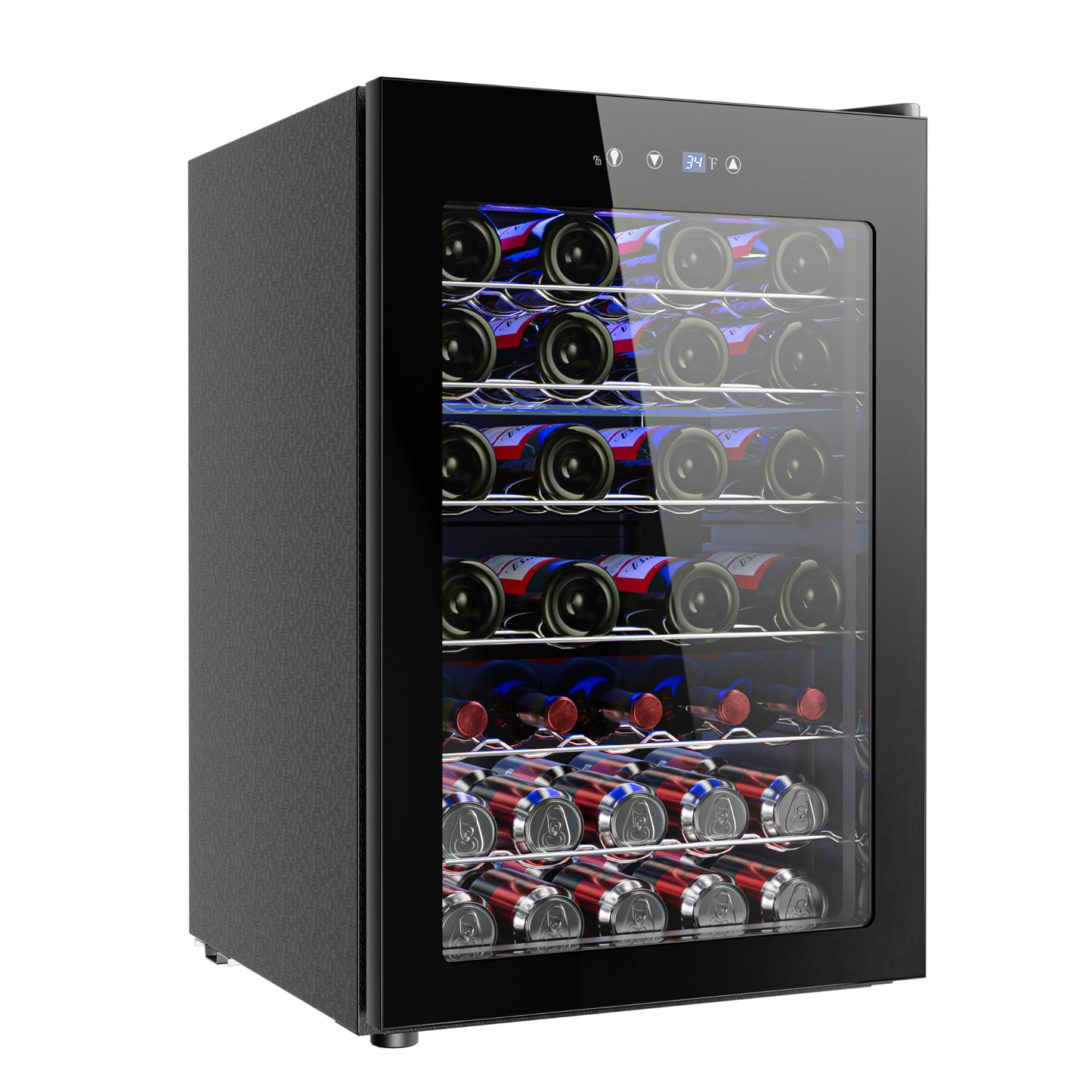 Simzlife 45 Bottle Wine Cooler Refrigerator, Small Built-in Wine Fridge for Red, White and Champagne, 4.5 Cu.ft Mini Fridge with Adjust Temperature, Black