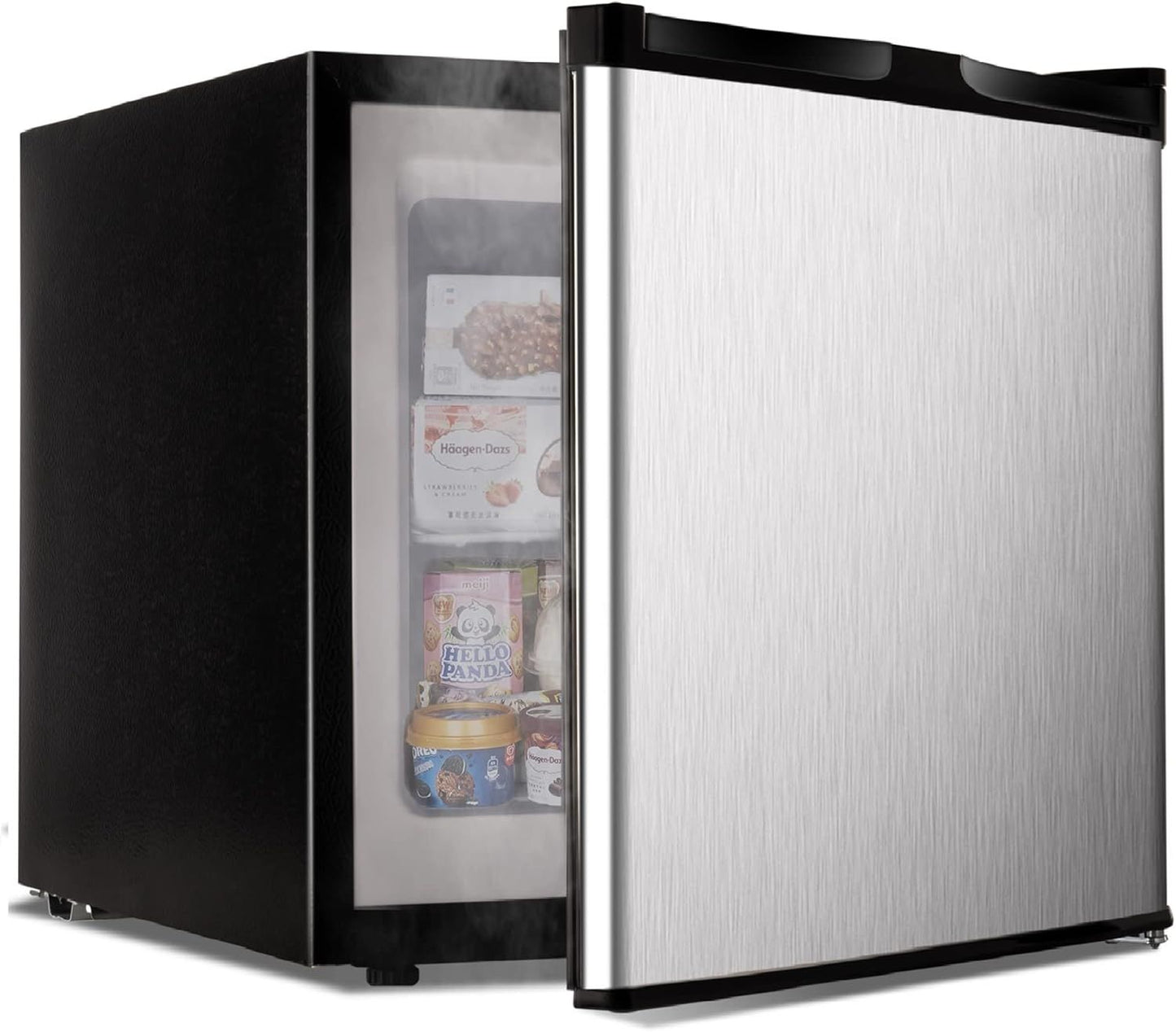 Simzlife Mini Freezer Countertop,1.1 Cubic Feet, Single DoorCompact Upright Freezer with Reversible Stainless Steel Door, Removable Shelves, Small freezer for Home/Dorms/Apartment/Office(Silver)
