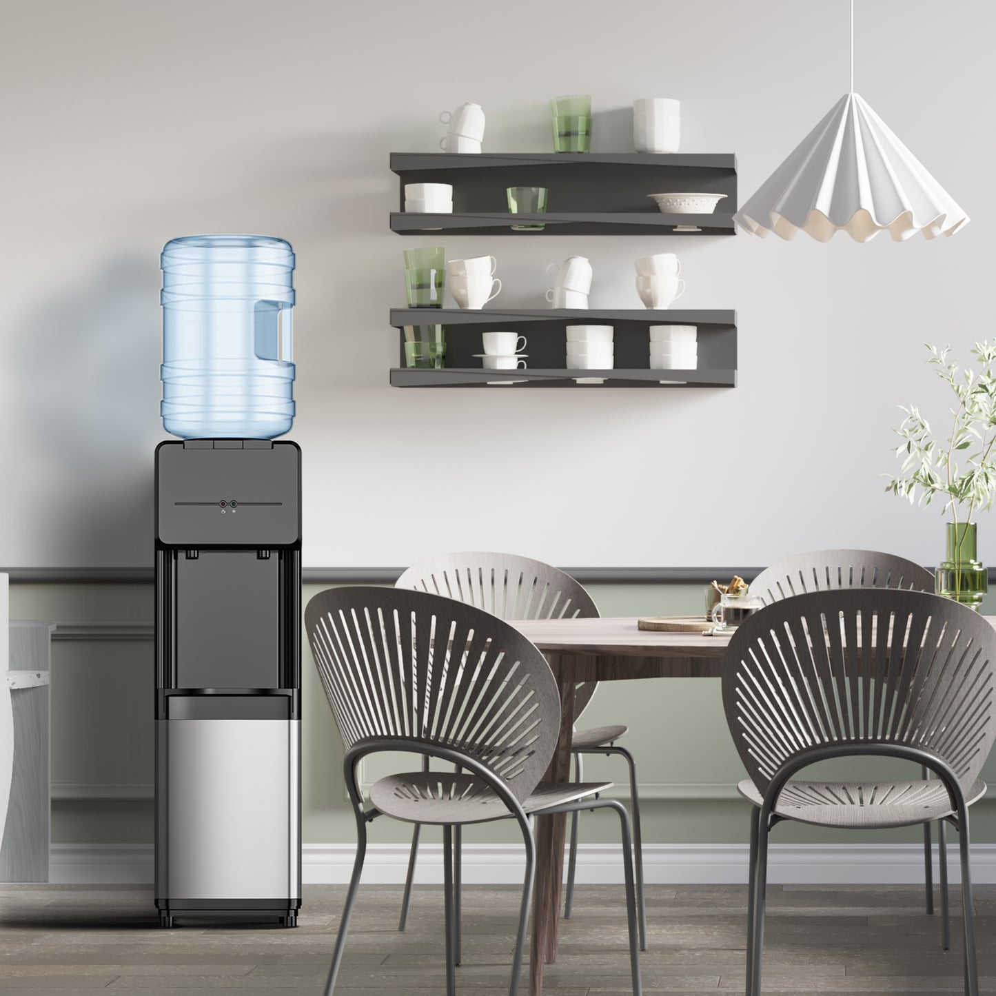 Simzlife Top Loading Water Dispenser, Hot and Cold Water Cooler for 3 or 5 Gallon Bottles,Child Safety Lock,Water Cooler Dispenser for Kitchens, Offices and More - Black