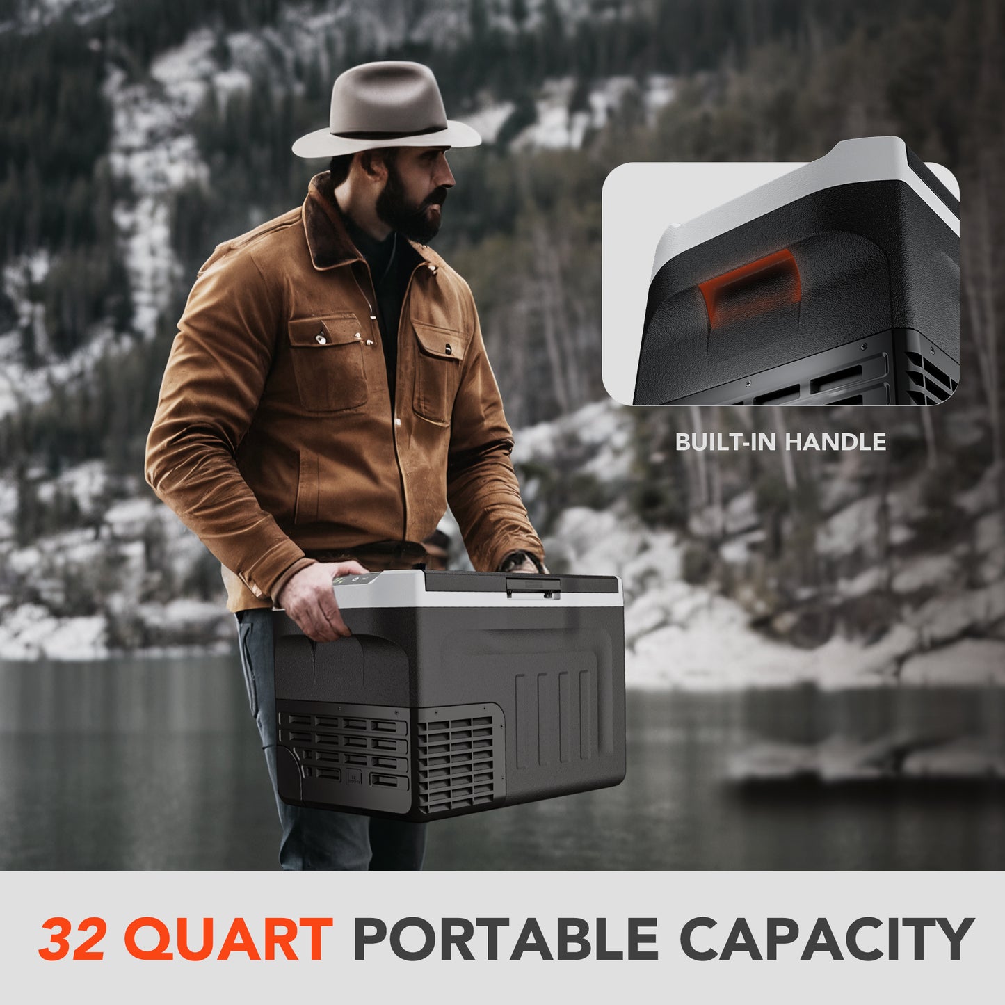 Simzlife 12 Volt Car Refrigerator 32 Quart Portable Fridge Freezer Compressor Cooler 12/24V DC 110~240 Volt AC for Truck Van RV Camper SUV Travel Camping Road Trips