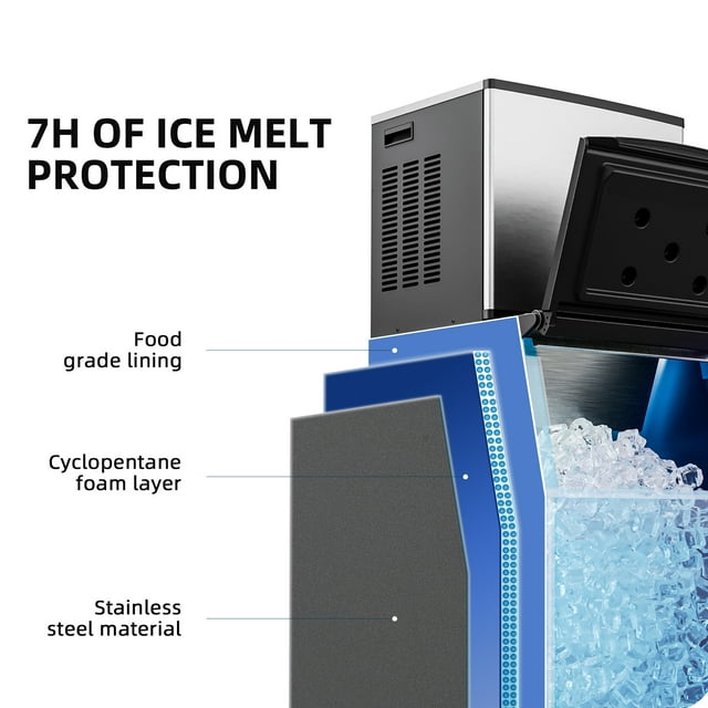 Simzlife 400Lbs/24H Commercial Ice Maker Machine, Freestanding/Built-In, Stainless Steel Clear Ice Cube Maker