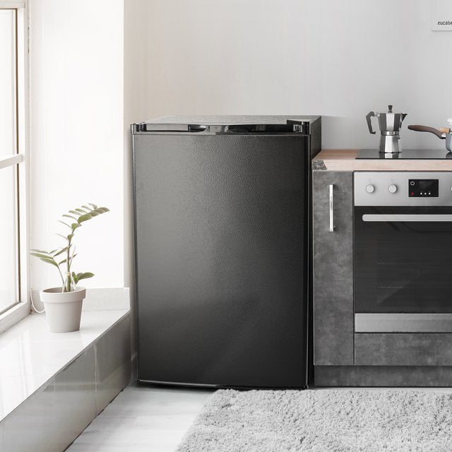 Simzlife 3.0 Cu.ft Upright freezer,Single Door Compact Design,Reversible Stainless Steel Door,Suitable for Home,Dorm,Apartment and Office,Black