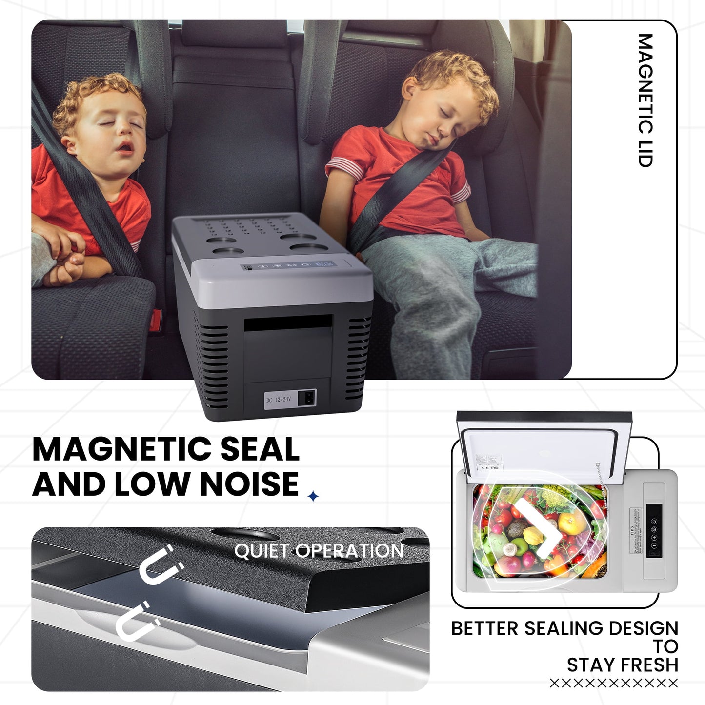 Simzlife 12 Volt Refrigerator, 19QT(18L) Portable Car Refrigerator, -4℉~50℉, 12/24V DC & 110-240V AC, Mini Fridge for Camping, Travel, Truck, Home, Black