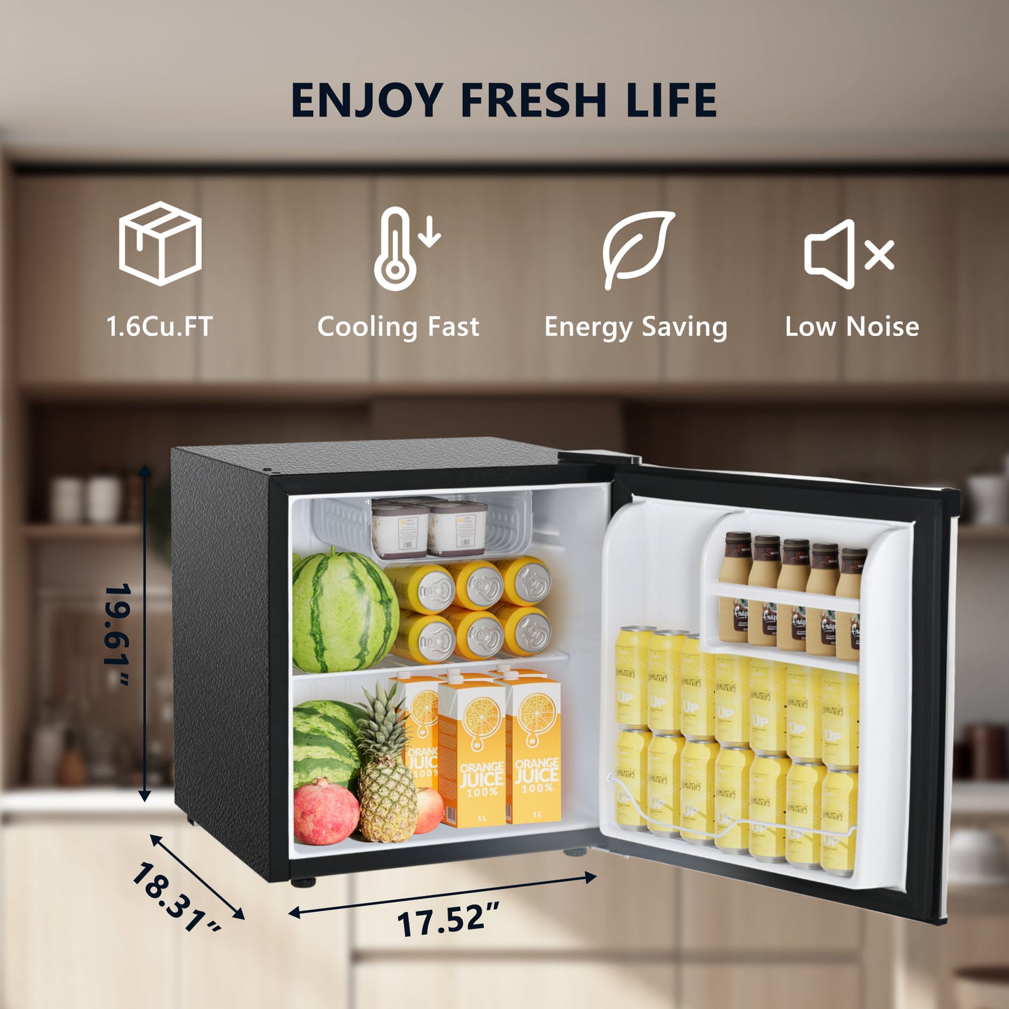Simzlife 1.6 Cu. Ft. Freestanding Mini Fridge With Freezer for Dorm, College, Office