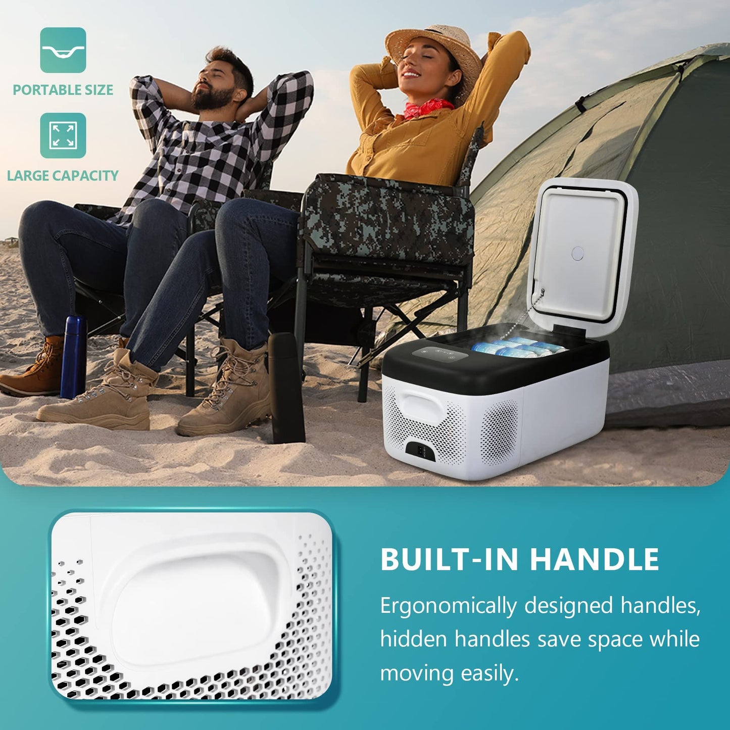 Simzlife 12 Volt Refrigerator, 17QT(16L) Car Refrigerator APP Control, Car Fridge 110-240V AC 12/24V DC, Portable Freezer -4℉~68℉, 12V Cooler For Van, Fishing, Camping, Travel, Home