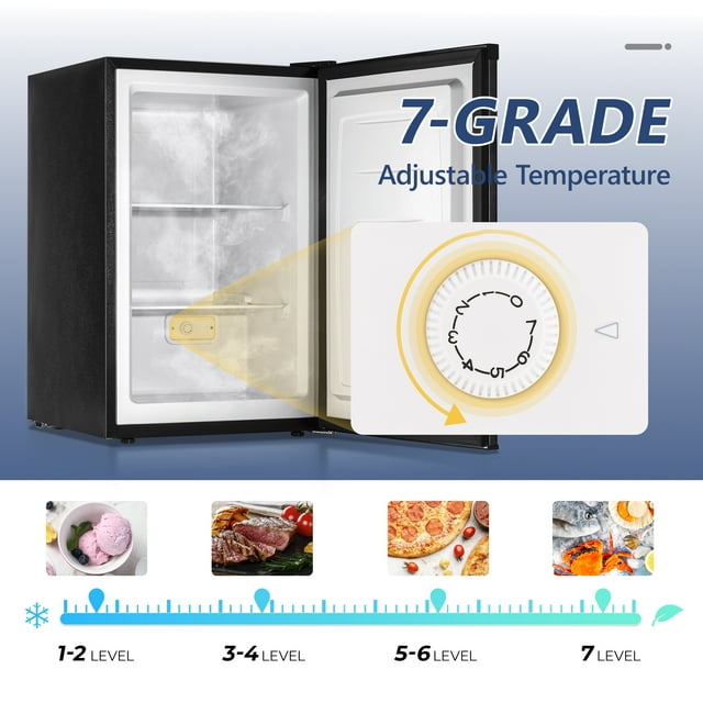 Simzlife 3.0 Cu.ft Upright freezer,Single Door Compact Design,Reversible Stainless Steel Door,Suitable for Home,Dorm,Apartment and Office,Black