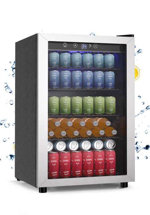 Simzlife 4.5 Cu.ft Beverage Refrigerator and Cooler, 145 Can Mini fridge with Glass Door for Soda Beer Wine, Small Drink Dispenser with Digital Adjustable Thermostat for Home Office Bar