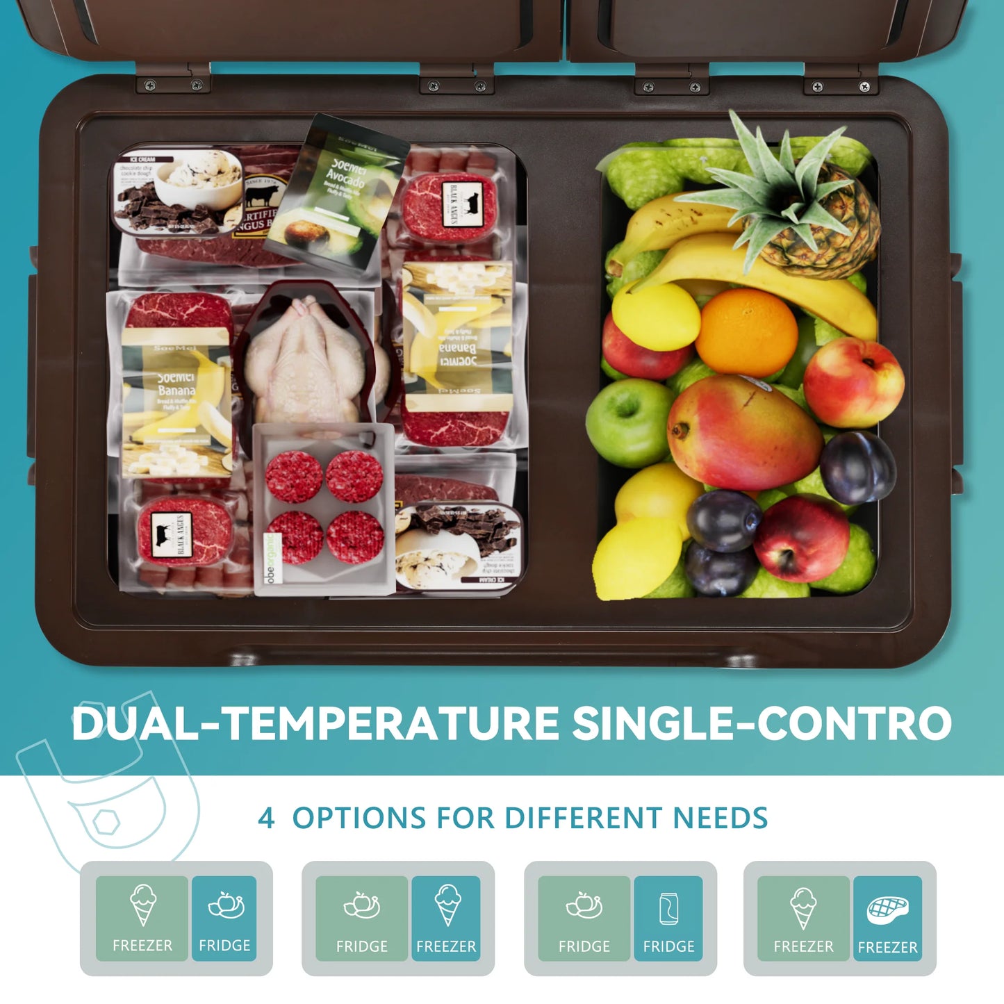 Simzlife 12 Volt Dual Zone Refrigerator, 39QT(35L) Portable Car Refrigerator, -4℉~68℉, 12/24V DC & 110-240V AC, Mini Fridge