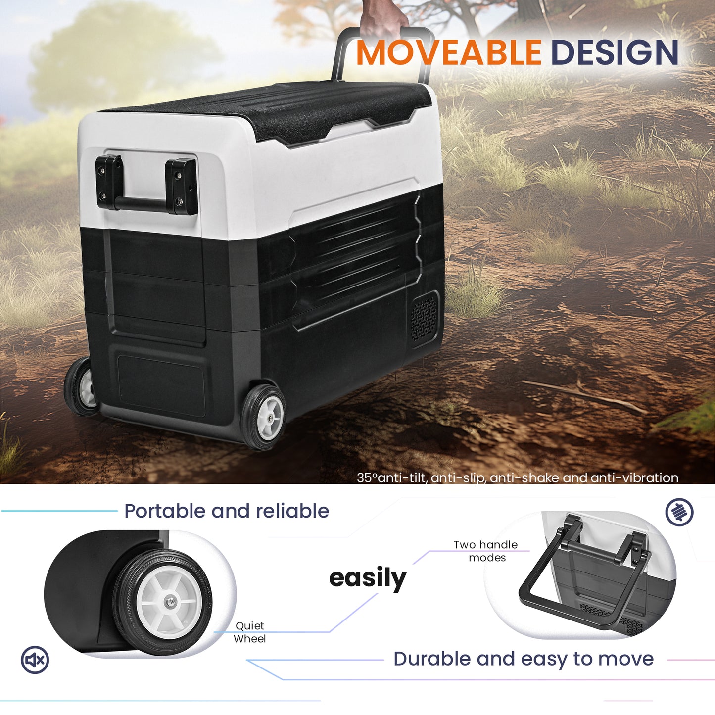 Simzlife 12 Volt Refrigerator, 58QT(55L) 12V Fridge, Electric Cooler 12/24V DC 120-240V AC -4℉~68℉, 12V Freezer Removable Divider, Car Fridge For Camping, RV, Travel, Fishing, Outdoor