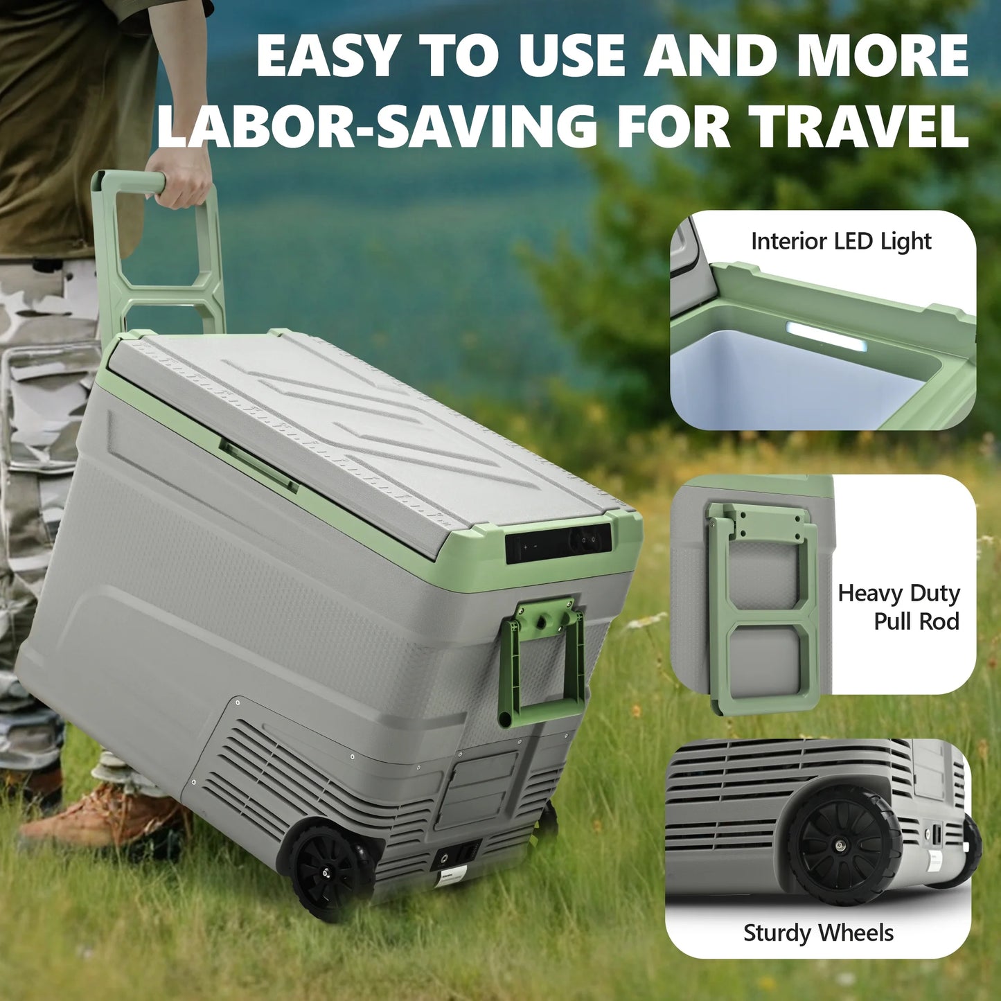 Simzlife 12 Volt Refrigerator, 49QT(45L) Portable Car Refrigerator, -4℉~68℉, 12/24V DC & 110-240V AC