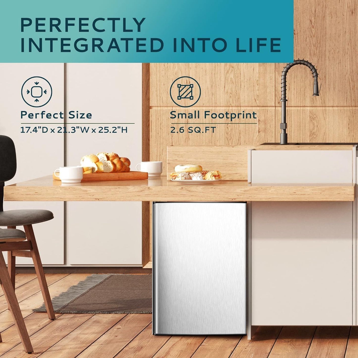 Simzlife 2.1 Cubic Feet Upright freezer, Single Door Compact Mini Freezer with Reversible Stainless Steel Door, Removable Shelves, Small freezer for Home/Dorms/Apartment/Office, New Silver