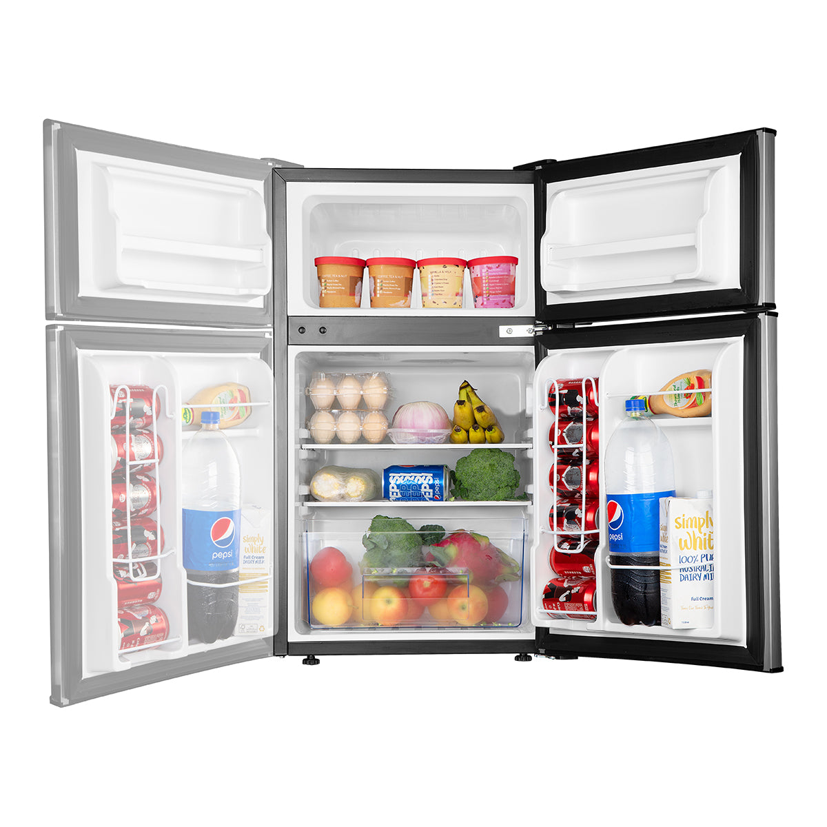 Simzlife 3.2 Cu ft Two Door Mini Refrigerator with Freezer, Compact Small Fridge Adjustable Removable Shelves