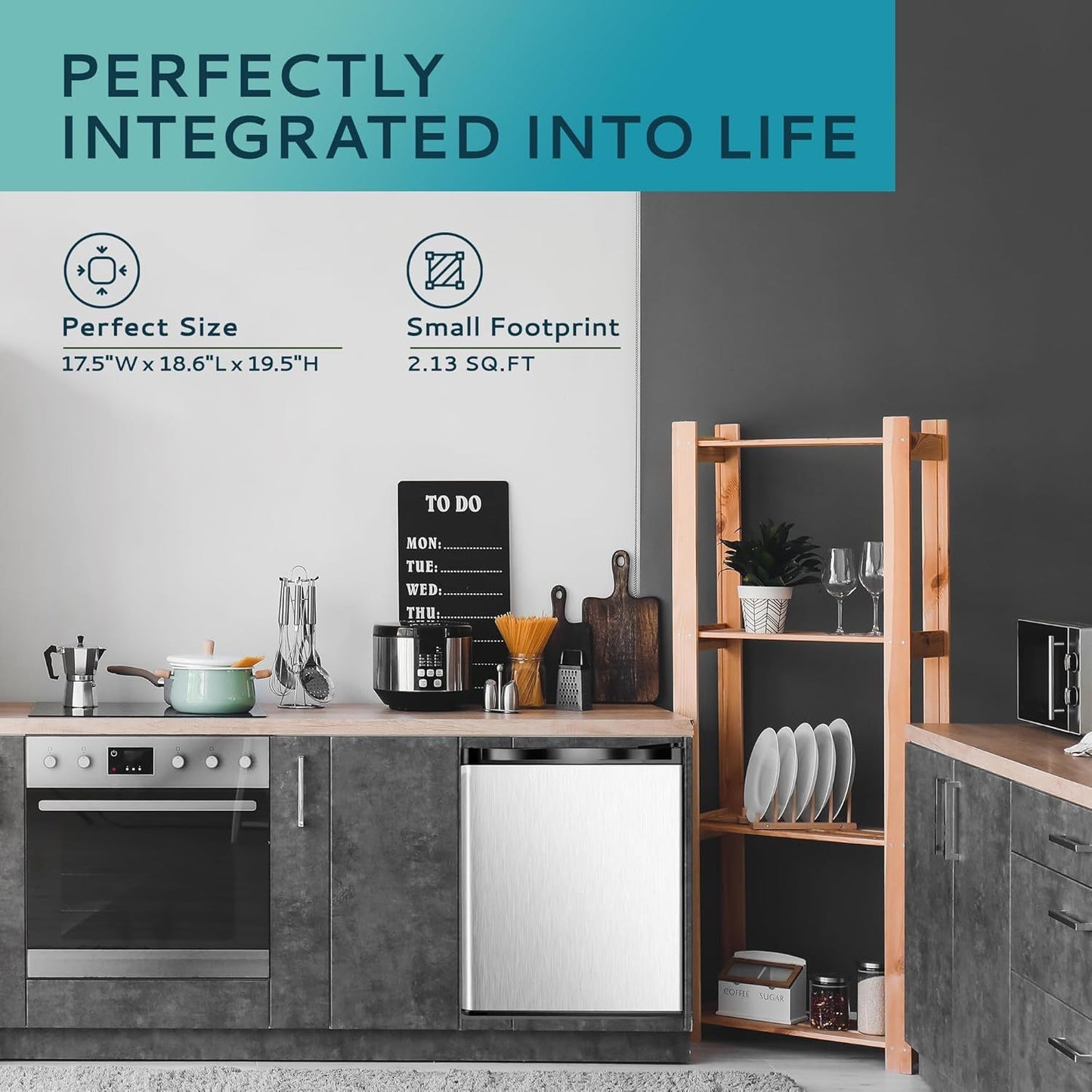 Simzlife Mini Freezer Countertop,1.1 Cubic Feet, Single DoorCompact Upright Freezer with Reversible Stainless Steel Door, Removable Shelves, Small freezer for Home/Dorms/Apartment/Office(Silver)