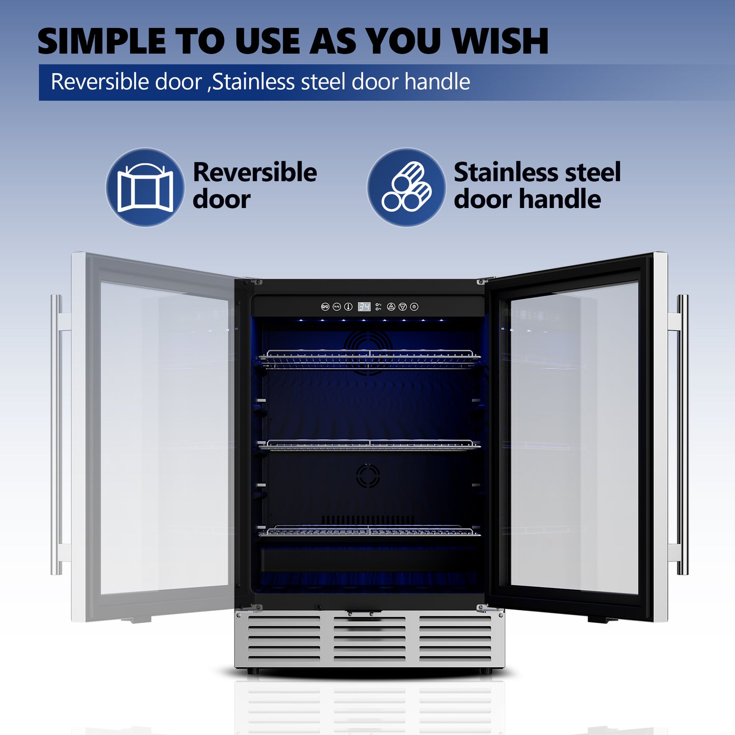 Simzlife 4.9 Cu.ft Beverage Refrigerator & Beer Feidge Single Zone with Glass Door for Home, 24.2 in W, 34.3 in H