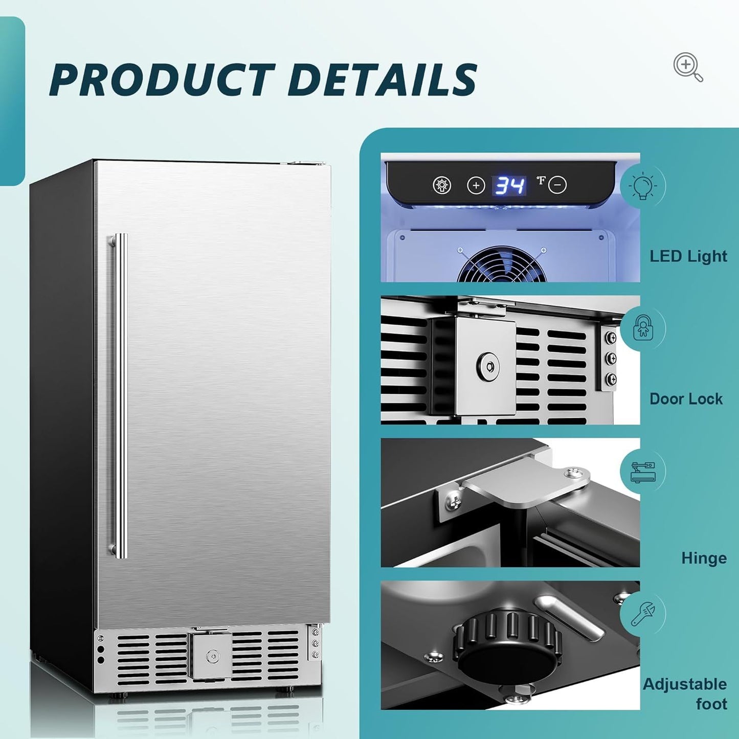 Simzlife 115 Cans 2.9 Cubic Feet Freestanding/Built-in Beverage Refrigerator with Wine Storage