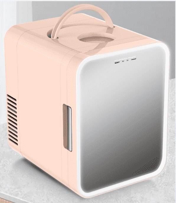 Simzlife Mini Fridge with Dimmable LED Light Mirror,5L Portable Cooler and Warmer for Car,Office and Dorm,Bedroom,Small Refrigerator for Cosmetics, Skin Care and Food,Pink