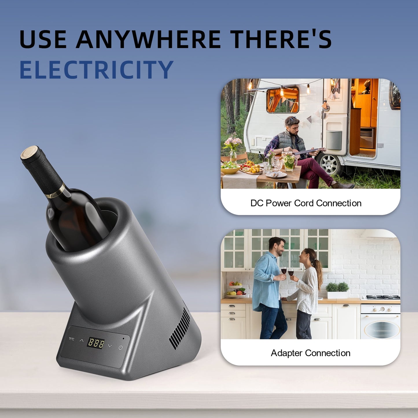 Simzlife Single Bottle Electric Wine Chiller with Digital Display & Wine Pourer for Wine & Champagne