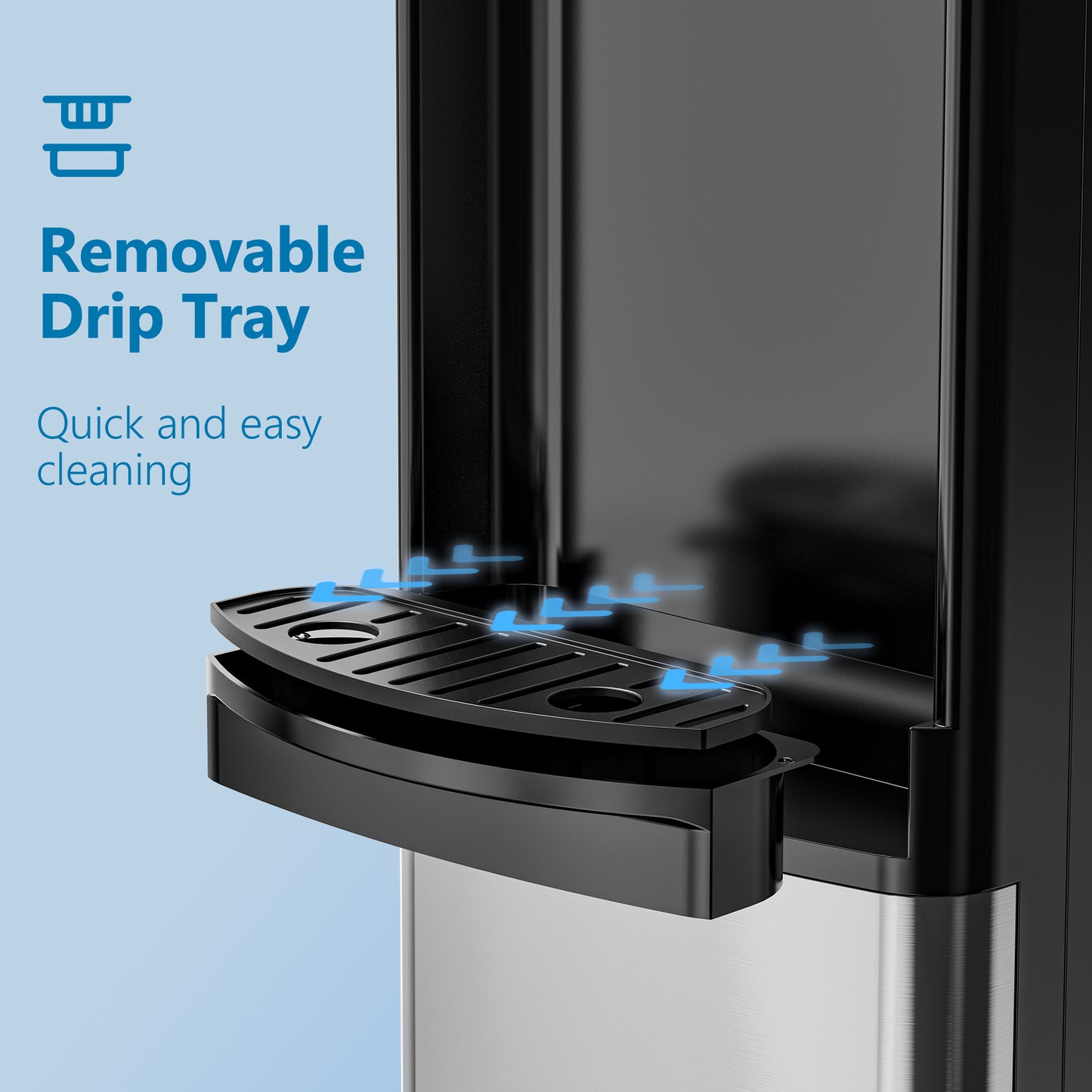 Simzlife Top Loading Water Dispenser, Hot and Cold Water Cooler for 3 or 5 Gallon Bottles,Child Safety Lock,Water Cooler Dispenser for Kitchens, Offices and More - Black