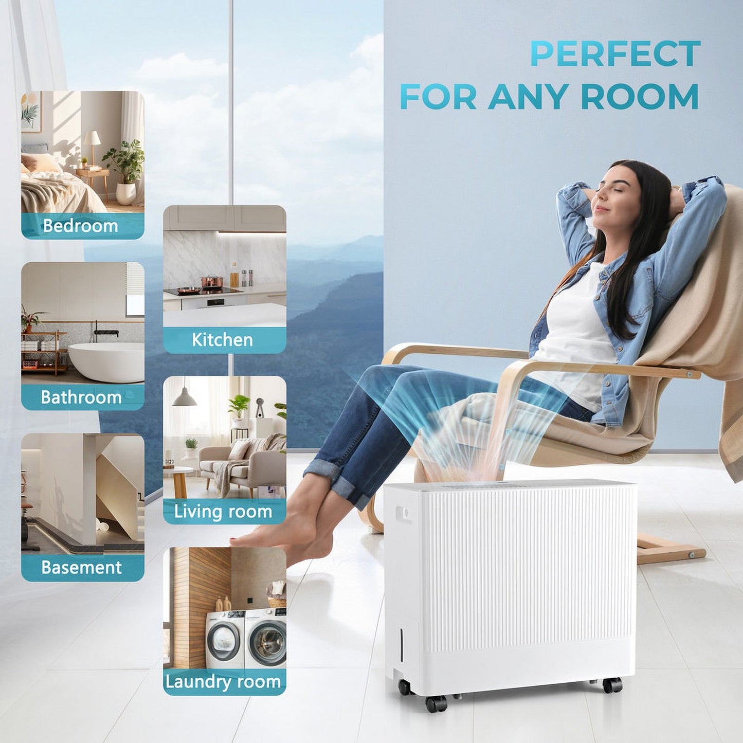 Simzlife Dehumidifier 35 Pint to 85 Pint Max for 3000 Sq ft for Basements, Home, Bathroom