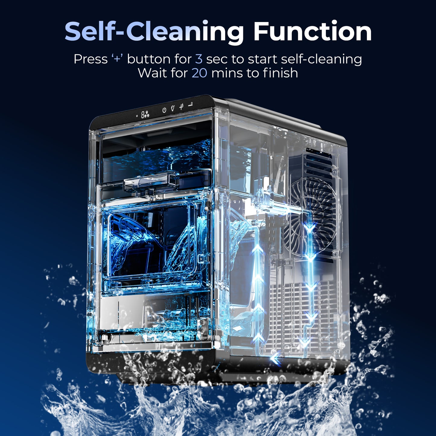 Simzlife Crescent Ice Makers Countertop, 35Lbs/24H, 16Pcs in 12Mins, Auto Deep Cleaning, Timer, Portable Crescent Ice Maker Countertop with Crystal-Clear Ice Cubes for Home/Office/Party