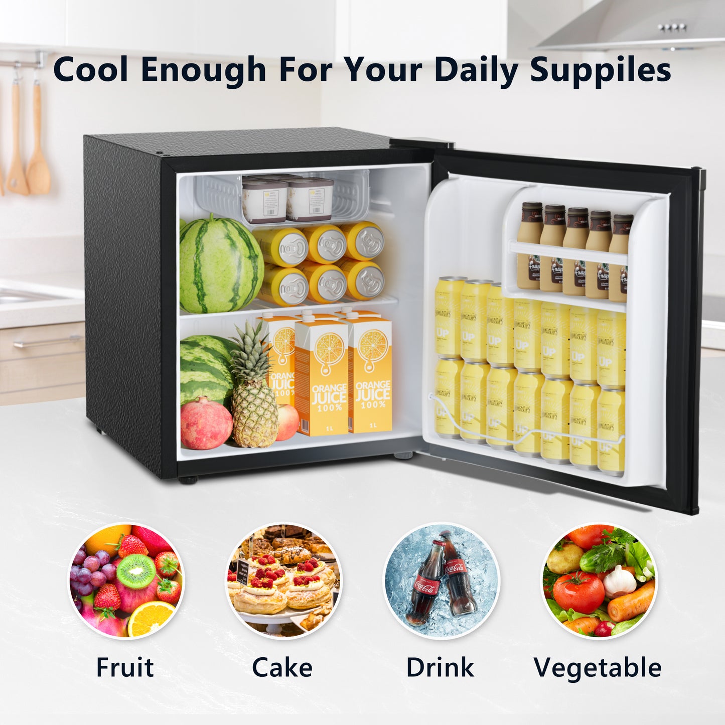 Simzlife 1.6 Cu. Ft. Freestanding Mini Fridge With Freezer for Dorm, College, Office