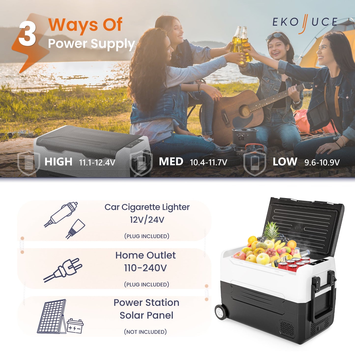 Simzlife 12 Volt Refrigerators, -4℉~68℉, 48 Quart Portable Mini Fridge Electric Cooler 12/24V DC & 120-240V AC, Car Fridge for Car, RV, Camping, Travel, Fishing, Outdoor or Home