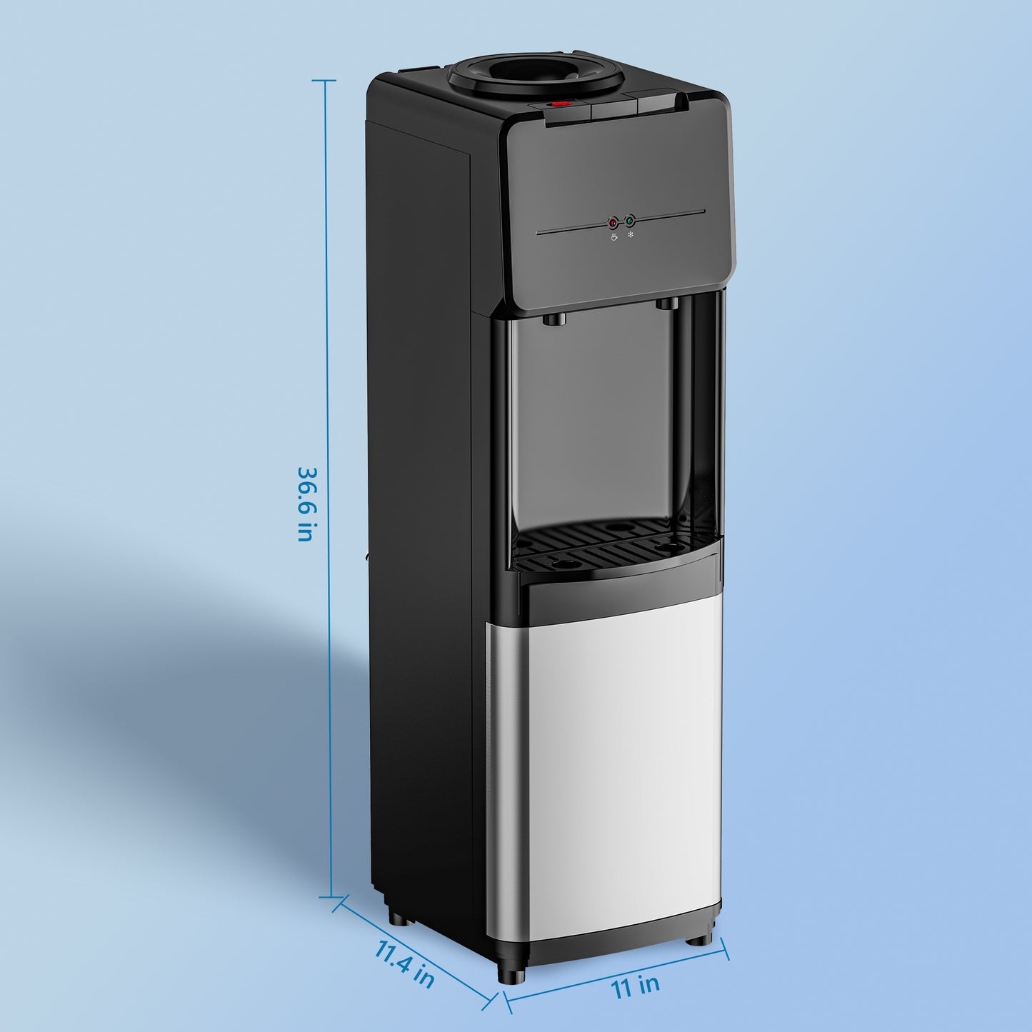 Simzlife Top Loading Water Dispenser, Hot and Cold Water Cooler for 3 or 5 Gallon Bottles,Child Safety Lock,Water Cooler Dispenser for Kitchens, Offices and More - Black