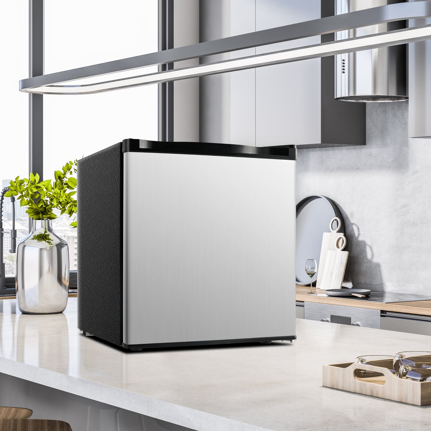 Simzlife 1.6 Cu. Ft. Freestanding Mini Fridge With Freezer for Dorm, College, Office