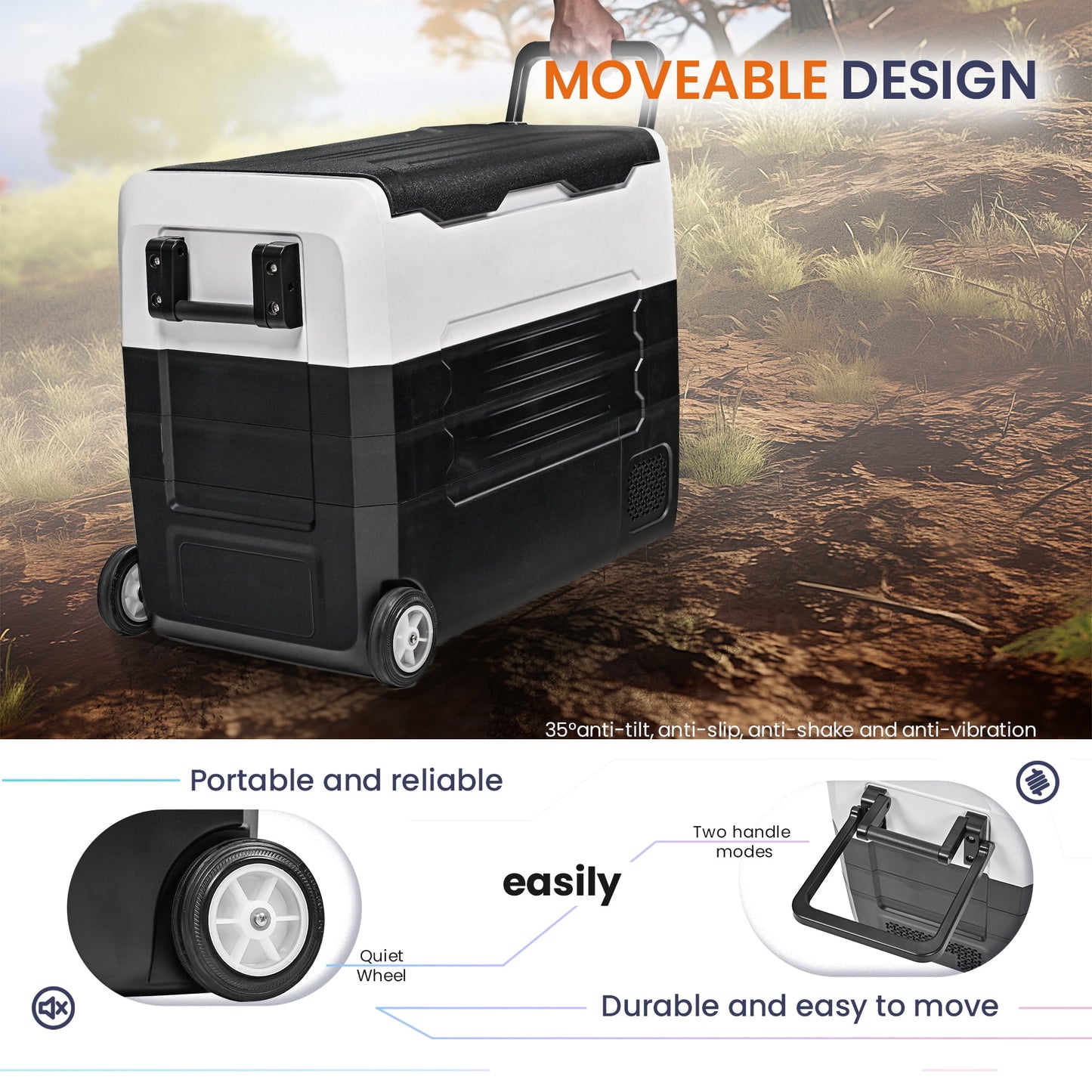 Simzlife 12 Volt Refrigerators, -4℉~68℉, 58 Quart Portable Freezer Mini Fridge 12/24V DC & 120-240V AC, Removable Divider, Car Fridge for Car, RV, Camping, Travel, Fishing, Outdoor or Home
