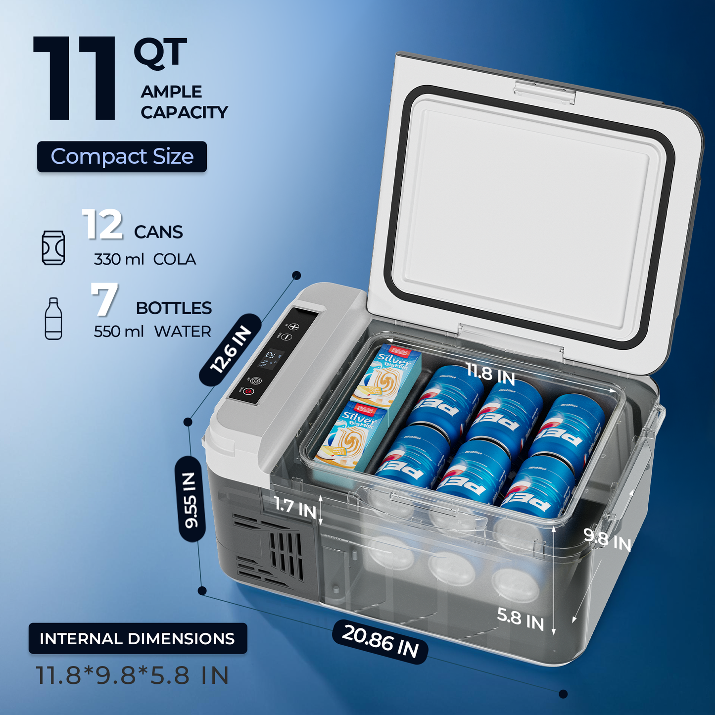 Simzlife 12 Volt Refrigerator, 11 Quart (10L) Car Fridge, Car Refrigerator -4℉~68℉, Portable Freezer for RV, Camping, Travel