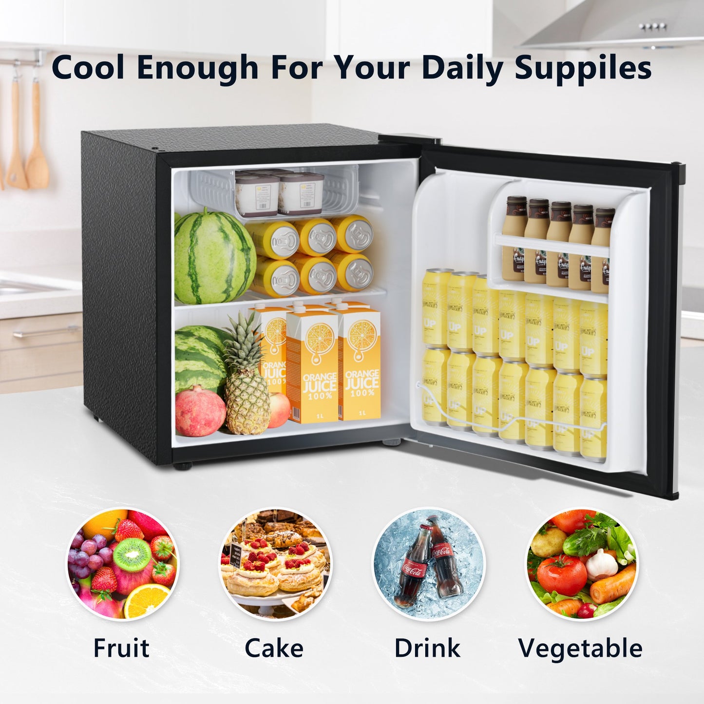 Simzlife 1.6 Cu.ft Mini Fridge with Freezer, Single Door Mini Refrigerator, Silver