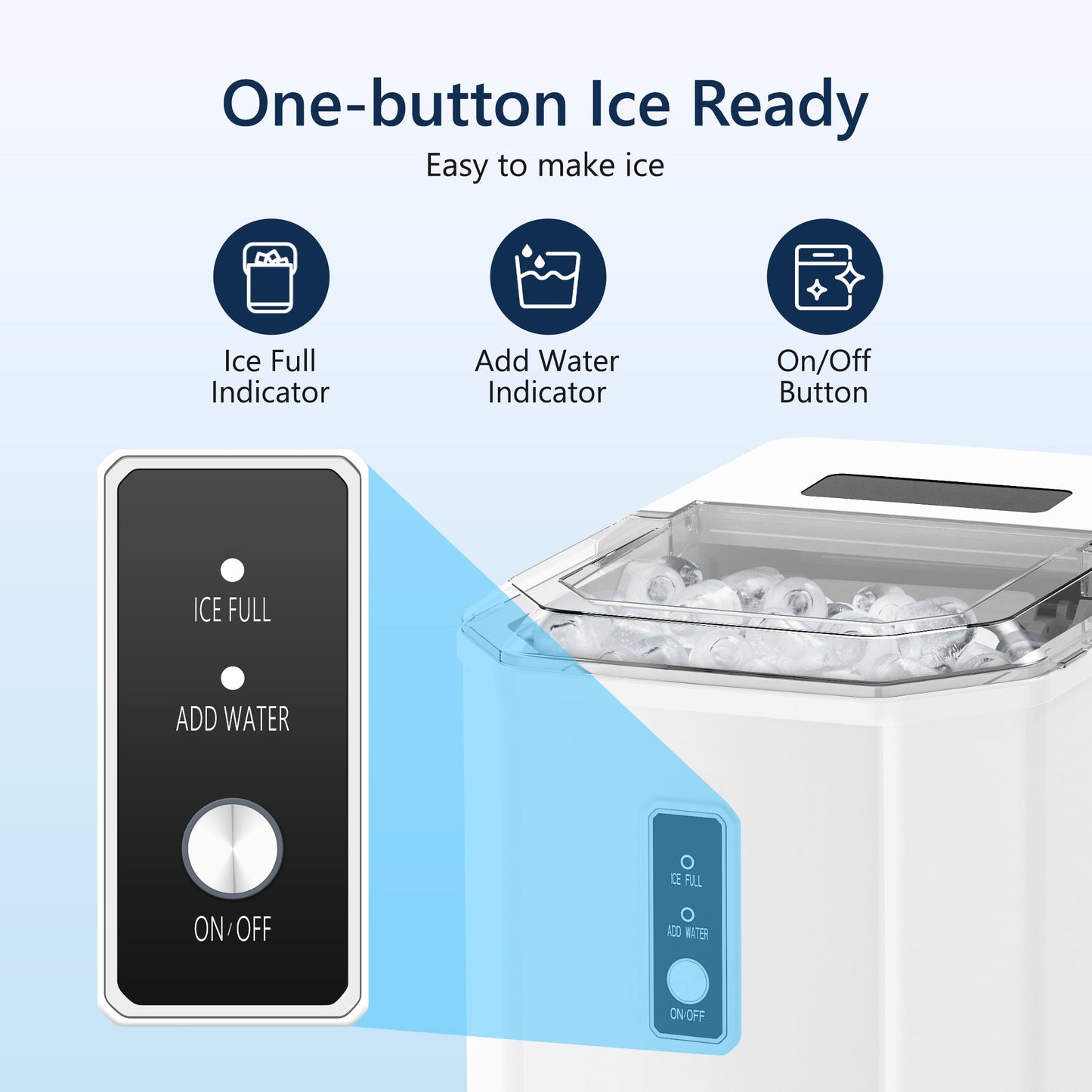 Simzlife Ice Makers Countertop, 9 Cubes in 6 Mins, 26lbs/Day, Portable Ice Maker with Carry Handle, Self-Cleaning Ice Maker with Ice Scoop & Basket for Home/Kitchen/Office/RV.(White)