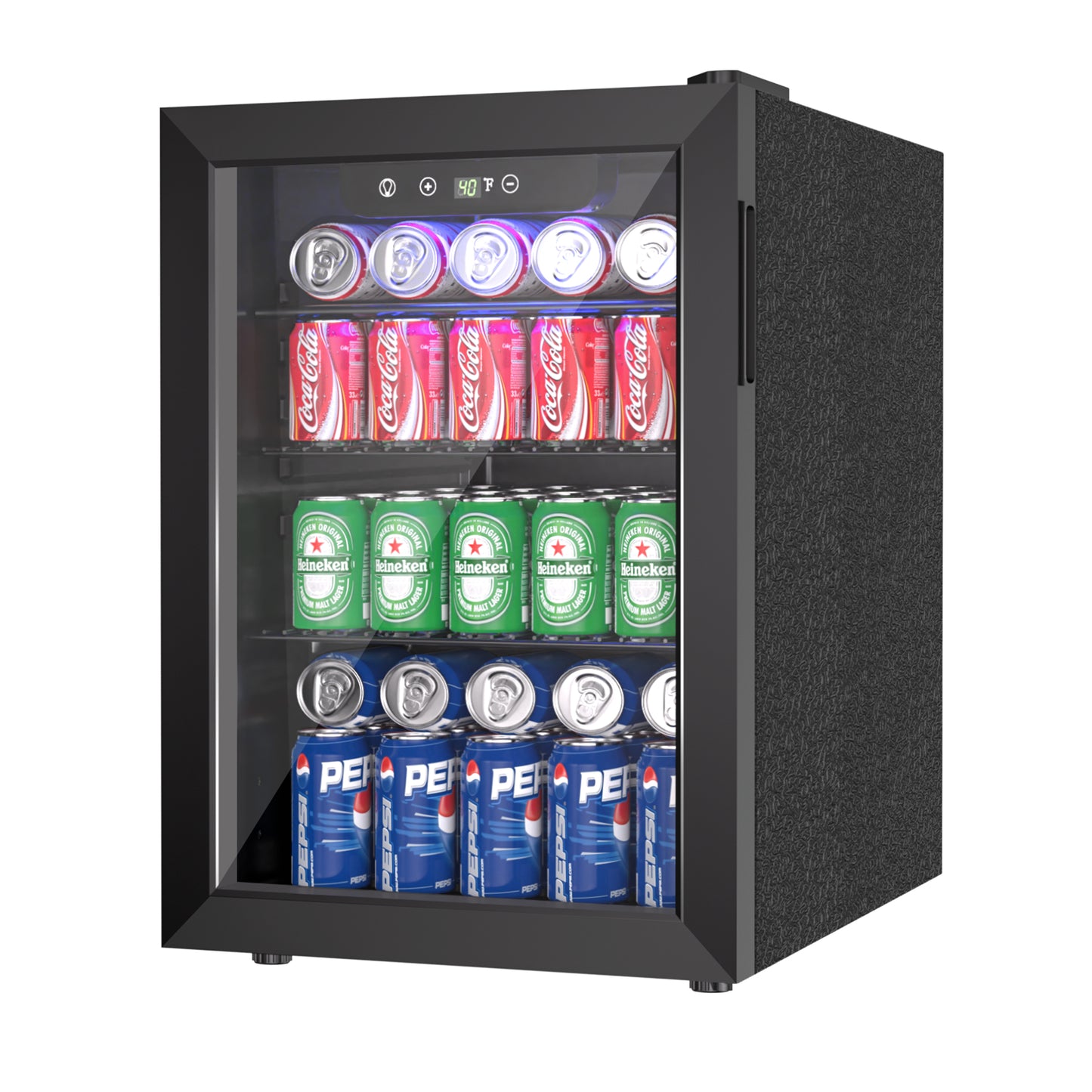 Simzlife 100 Can Beverage Refrigerator and Cooler with Glass Door for Home, 18.8 in D, 25 in H, Black