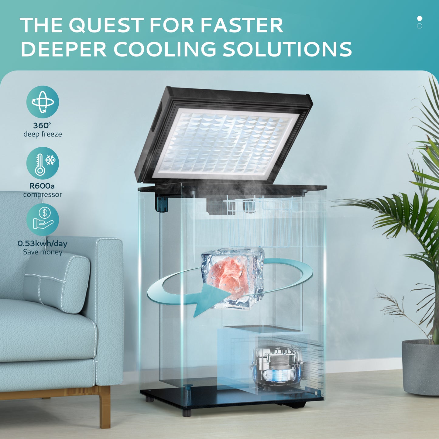 Simzlife 2.8 Cu.Ft Chest Freezer with Removable Basket, Small Deep Freezer Adjustable 7 Thermostat, Quiet Mini Freezer with Top Door, Energy Saving for Apartment/Garage/Basement/Dorm/Home,Black