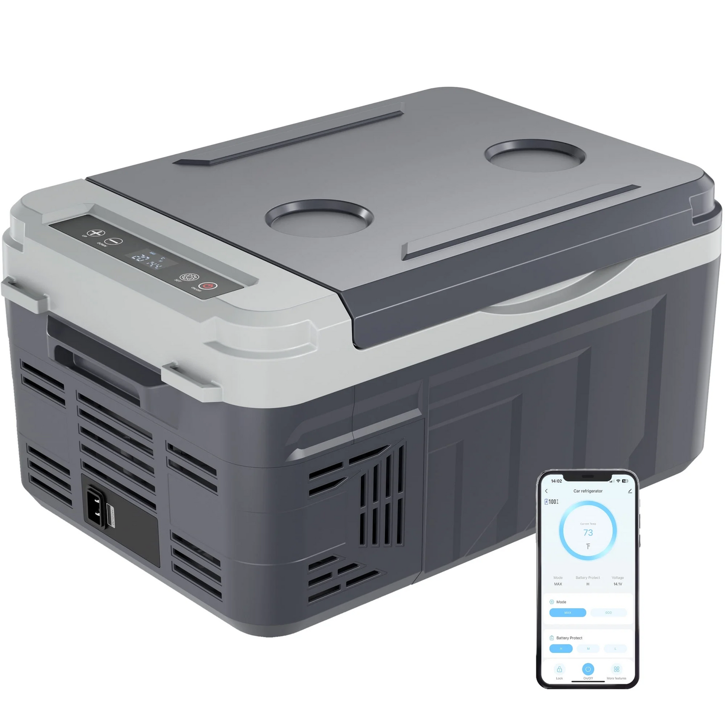 Simzlife 12 Volt Refrigerator, 16 Quart (15L) Car Fridge with APP Control, Car Refrigerator -4℉~68℉, Portable Freezer for RV