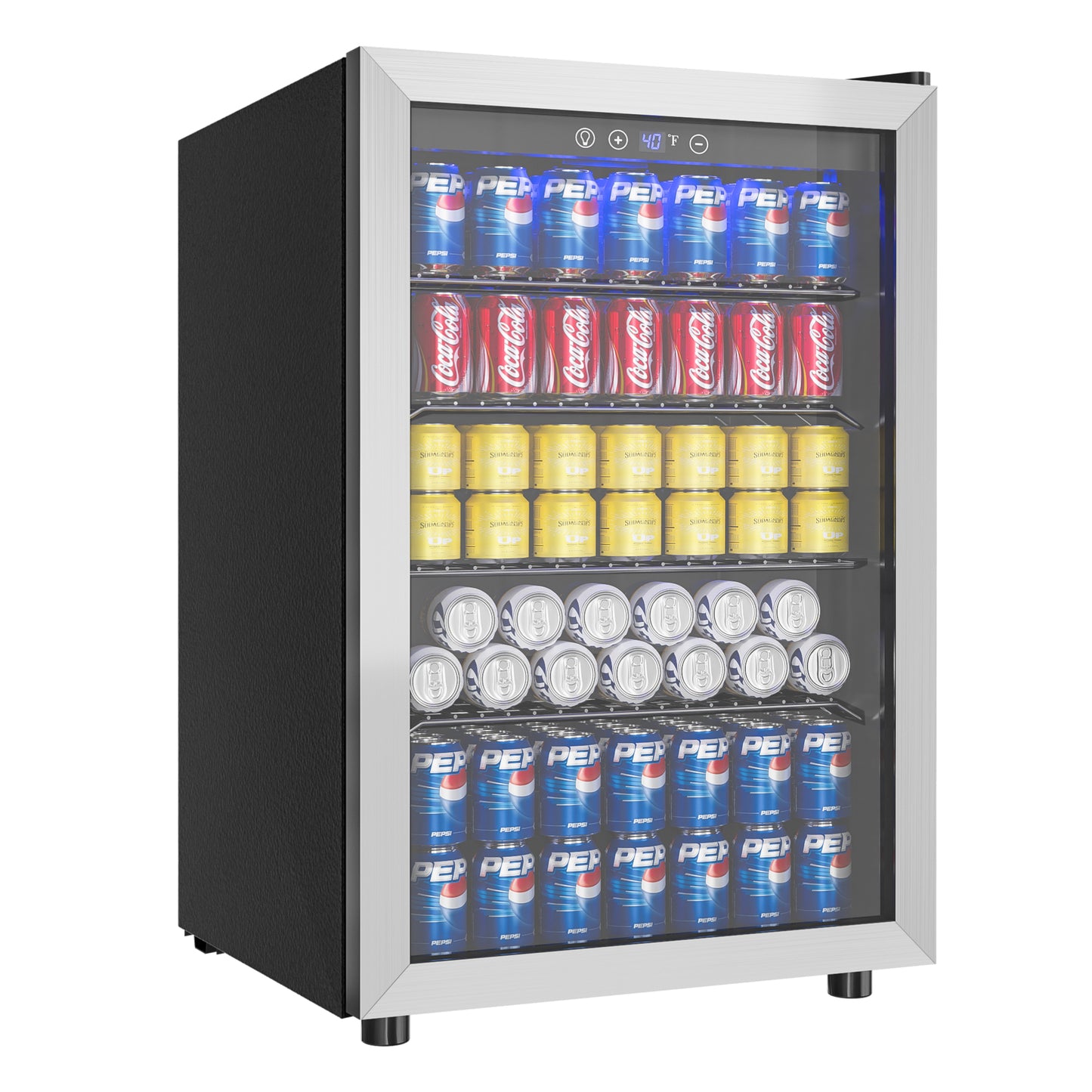 Simzlife 4.5 Cu.ft Beverage Refrigerator and Cooler, 145 Can Mini fridge with Glass Door for Soda Beer Wine, Small Drink Dispenser with Digital Adjustable Thermostat for Home Office Bar