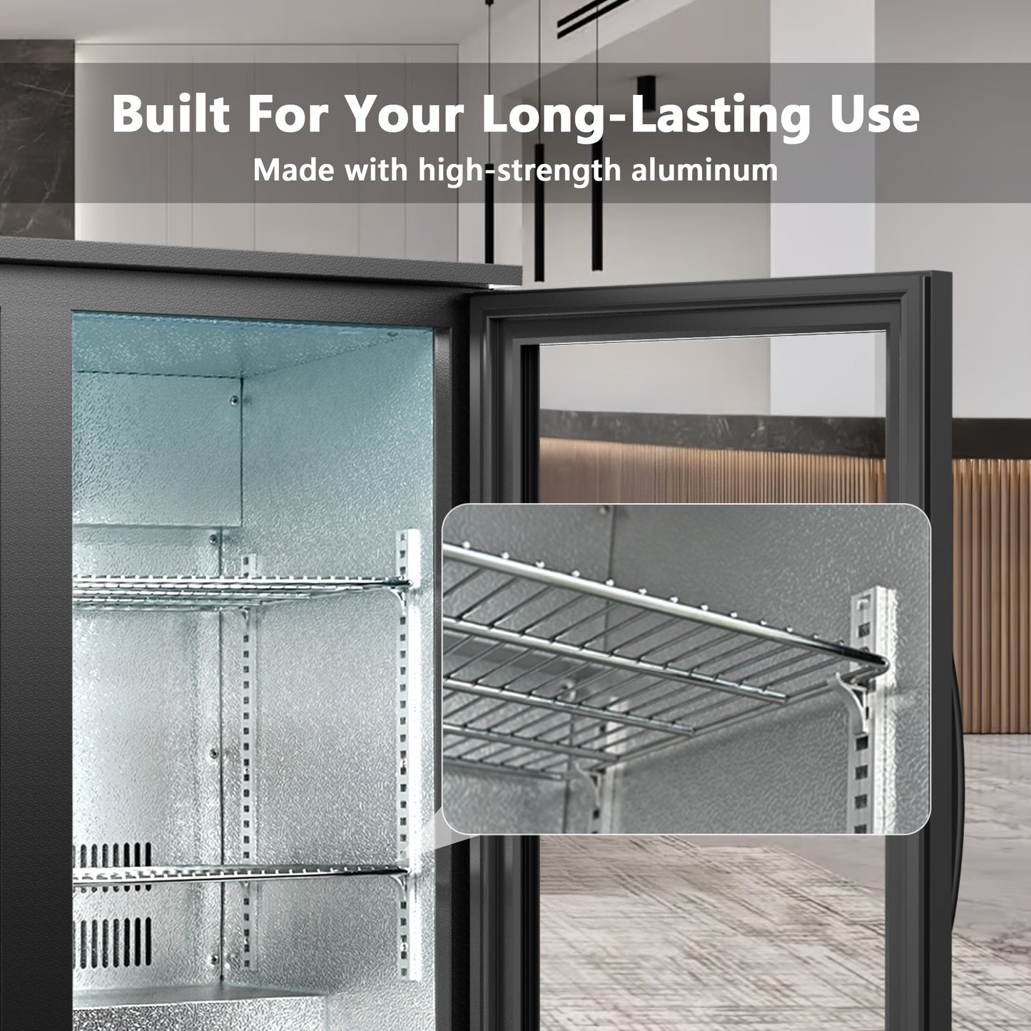 Simzlife 11.4 Cu.Ft Back Bar Cooler With 3 Glass Doors, 53" Counter Height Beverage Refrigerator with LED Lighting, Commercial Display Bar Fridge for Beer,Soda Drinks,Wine, Black