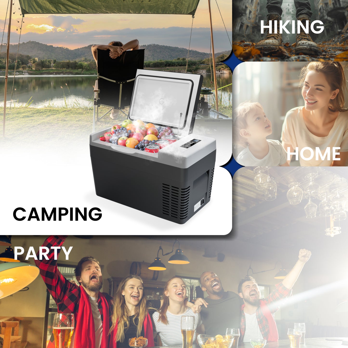 Simzlife 12 Volt 26QT(25L) Portable Car Refrigerator, -4℉~50℉, 12/24V DC & 110-240V AC
