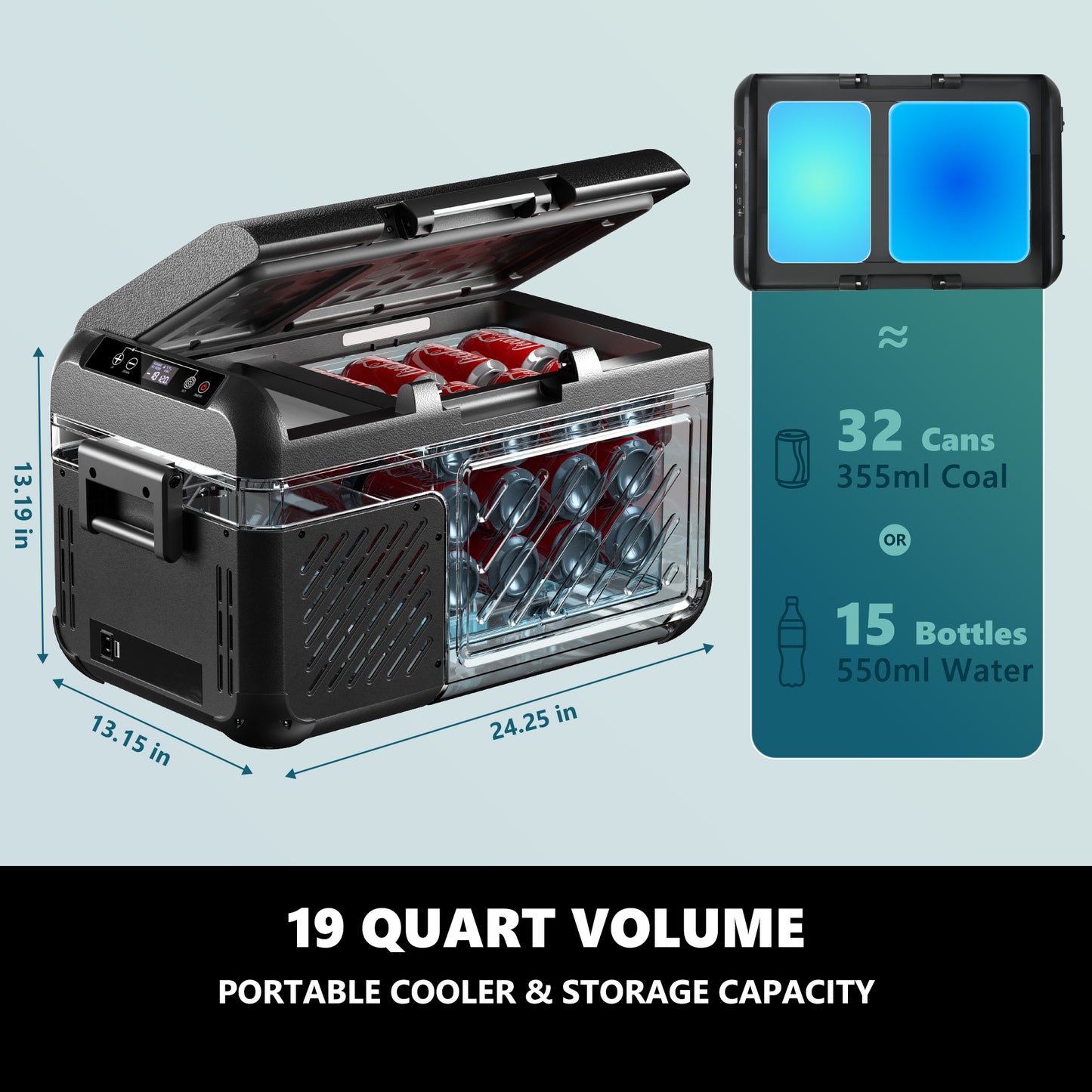 Simzlife 12 Volt Refrigerator, 19 QT(18 L) Portable Freezer, Electric Cooler -4℉~68℉, 12V Car Fridge Reversible Door, Portable Freezer 12/24V DC & 120-240V AC for Camping, Truck, Travel