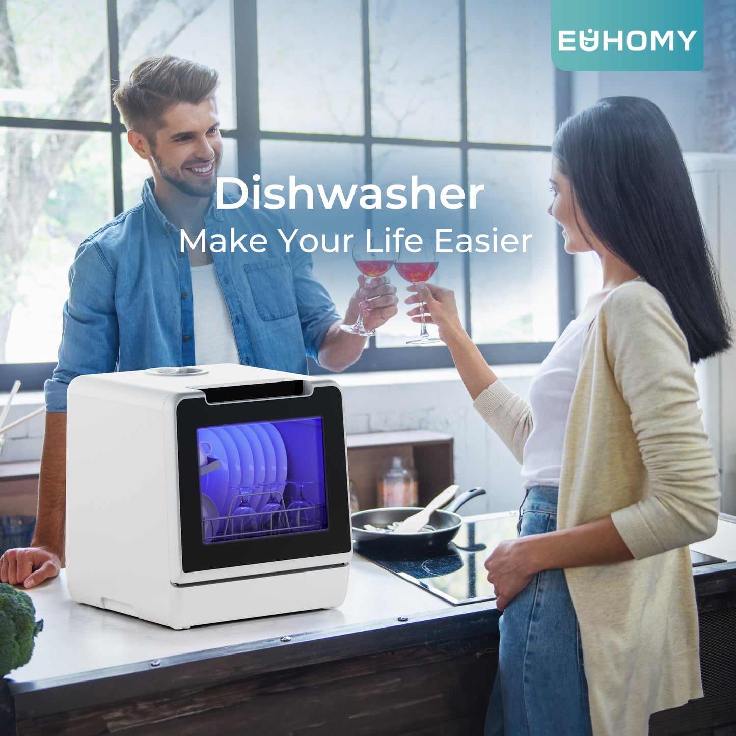 Simzlife Portable Dishwasher Countertop, 8 Programs Dishwasher with 5L Built-in Water Tank and Drain Hose, Countertop Dishwasher No Hookup with 8 Modes with Self Clean & Baby Care, Dish Washer for RVs