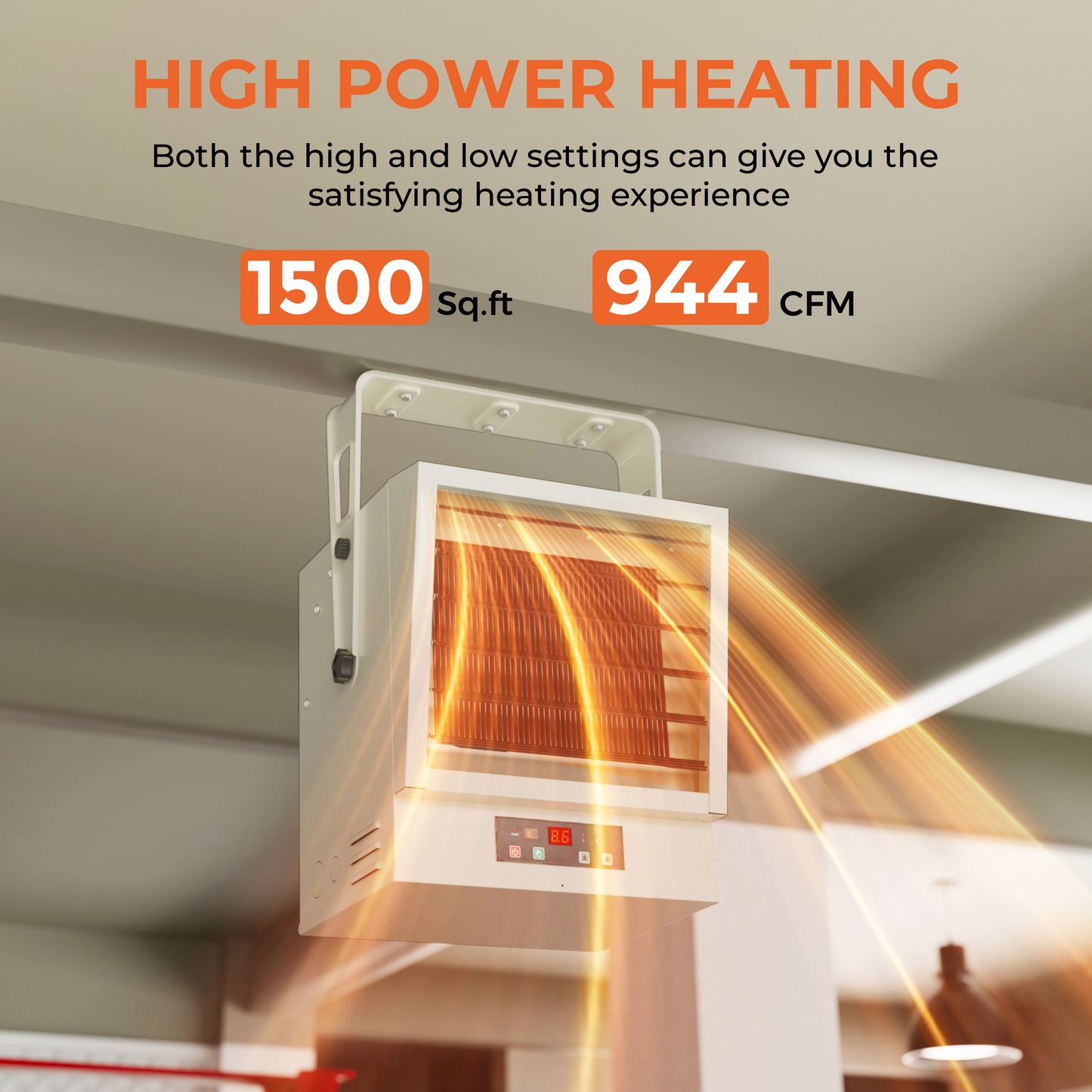 Simzlife Hard-Wired Electric Garage Heater, 240v Ceiling Heater With Remote Control, 5000 Watt Heater With 9 Hour Timer, Overheat Protection ETL Compliant Wall Heater For Garage, Workshop, Warehouse