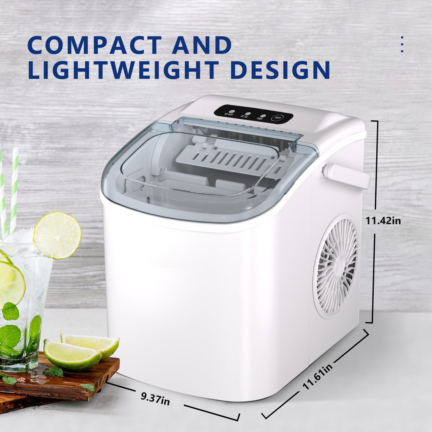 Simzlife Countertop Ice Maker Machine with Handle, 26lbs Per Day, 9 Ice Cubes Ready in 6 Mins, Auto-Cleaning Portable Ice Maker with Basket and Scoop, for Home/Kitchen/Camping/RV