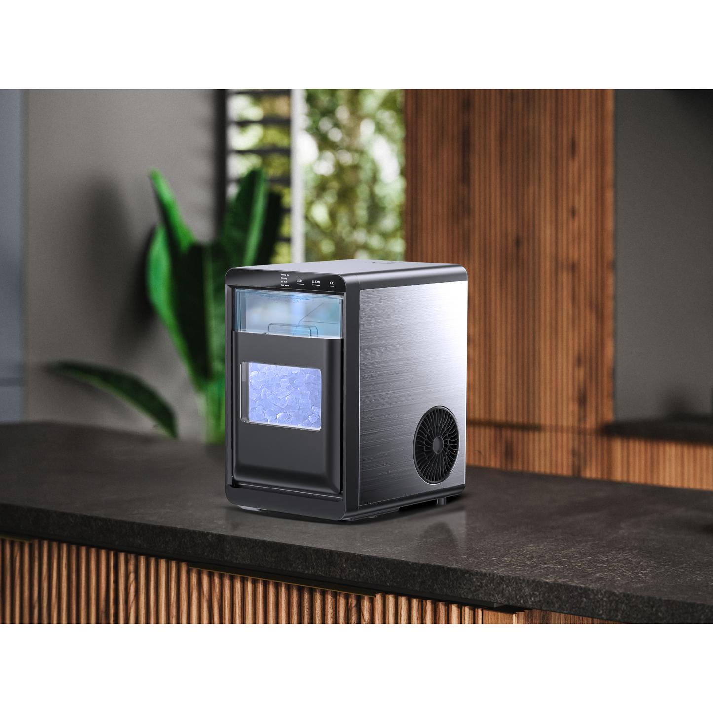 Simzlife Nugget Ice Maker Countertop, 44Lbs/24H Pebble Ice Maker Machine, Self-Cleaning Pellet Ice Machine with Ice Scoop&Basket, Sonic Countertop Ice Machine for Home/Kitchen/Office(Black)