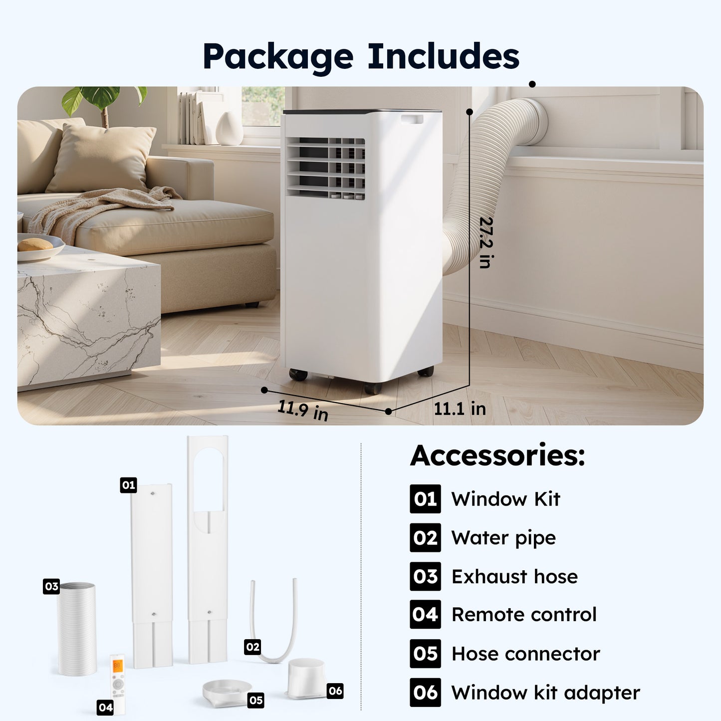 SIMZLIFE Portable Air Conditioner 8000 BTU,Portable Ac Unit up to 550 Sq