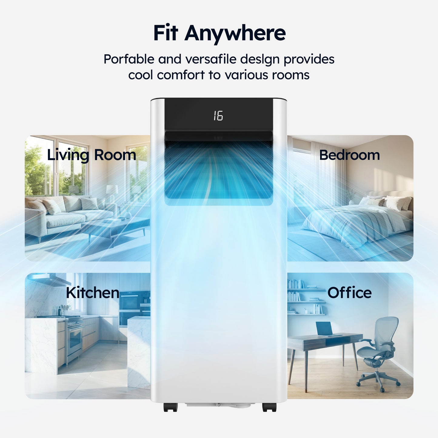 SIMZLIFE 8000 BTU Portable Air Conditioner with WIFI and Remote Control,Small AC Unit with Dehumidifier and Fan